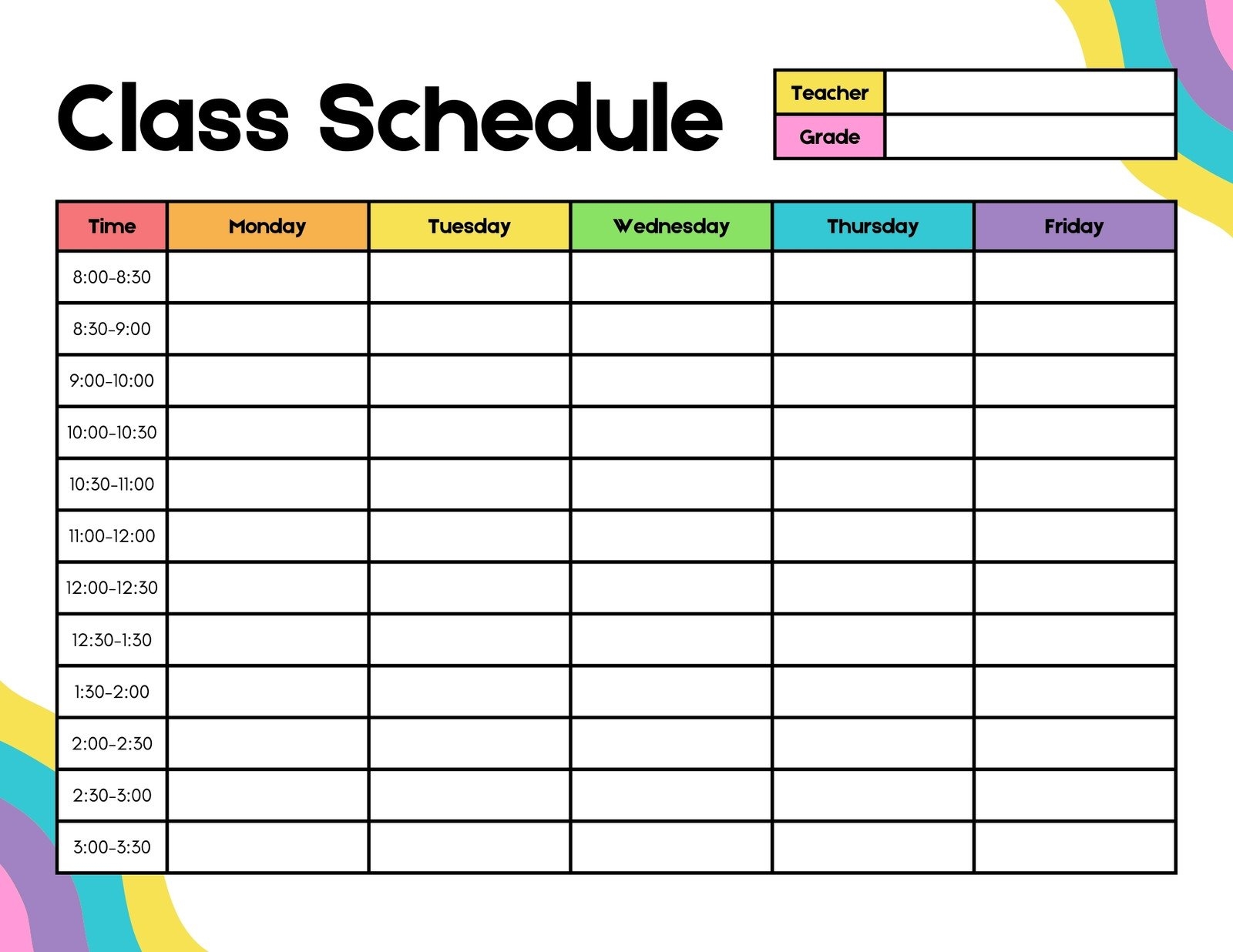 Free Printable Class Schedule Templates To Customize Canva Free Printable Class Schedule Templates To Customize Canva