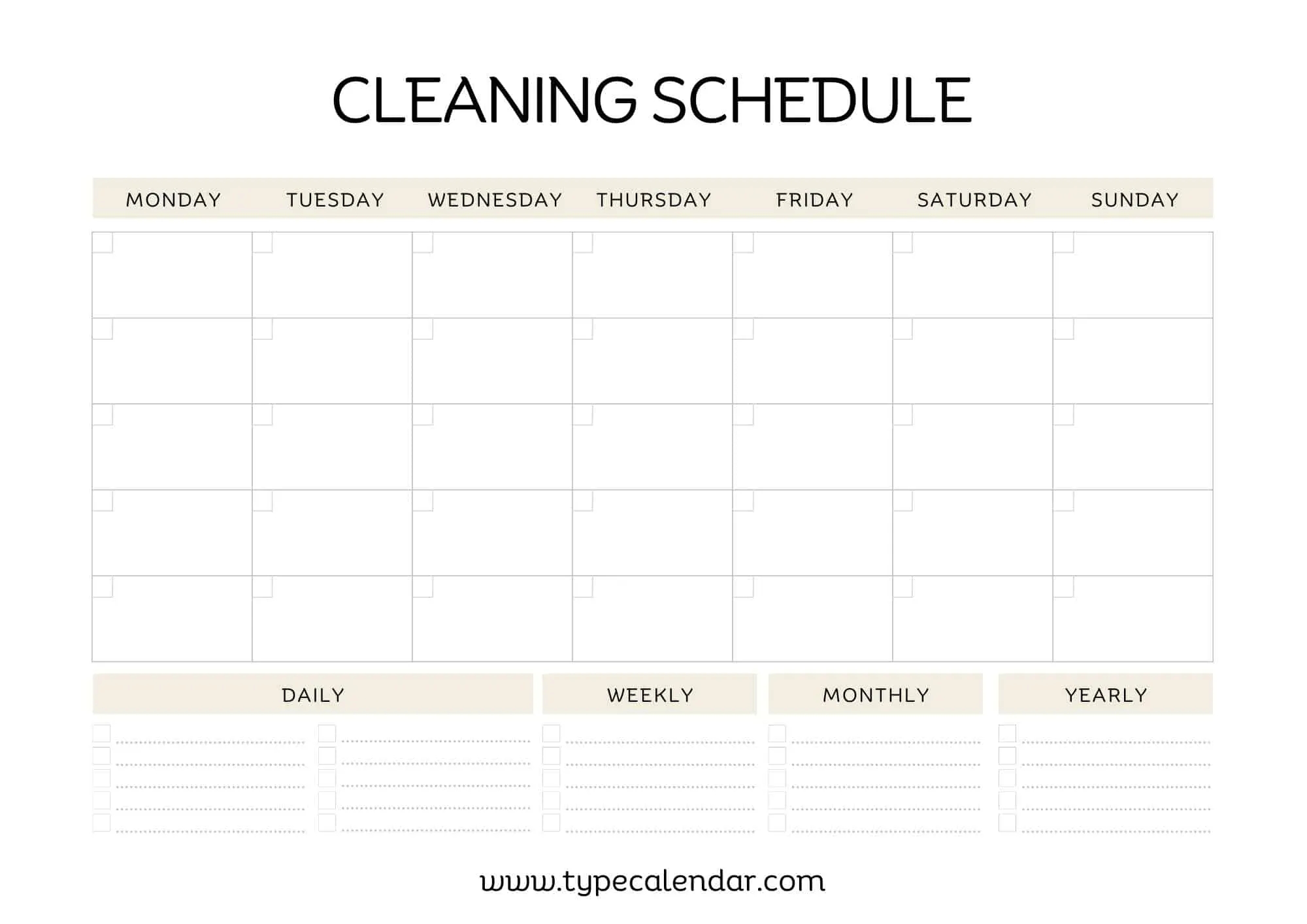 Printable Cleaning Chart Template