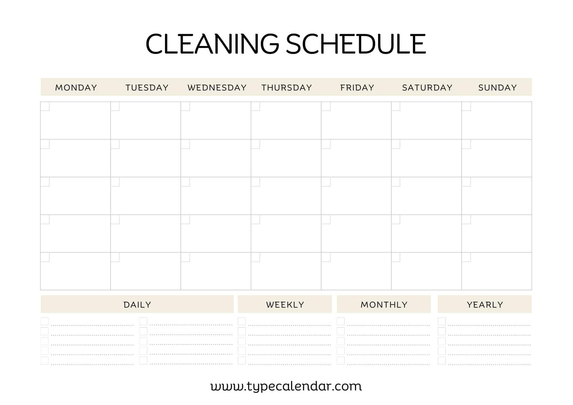 Cleaning Chart Template Cleaning Chart Template
