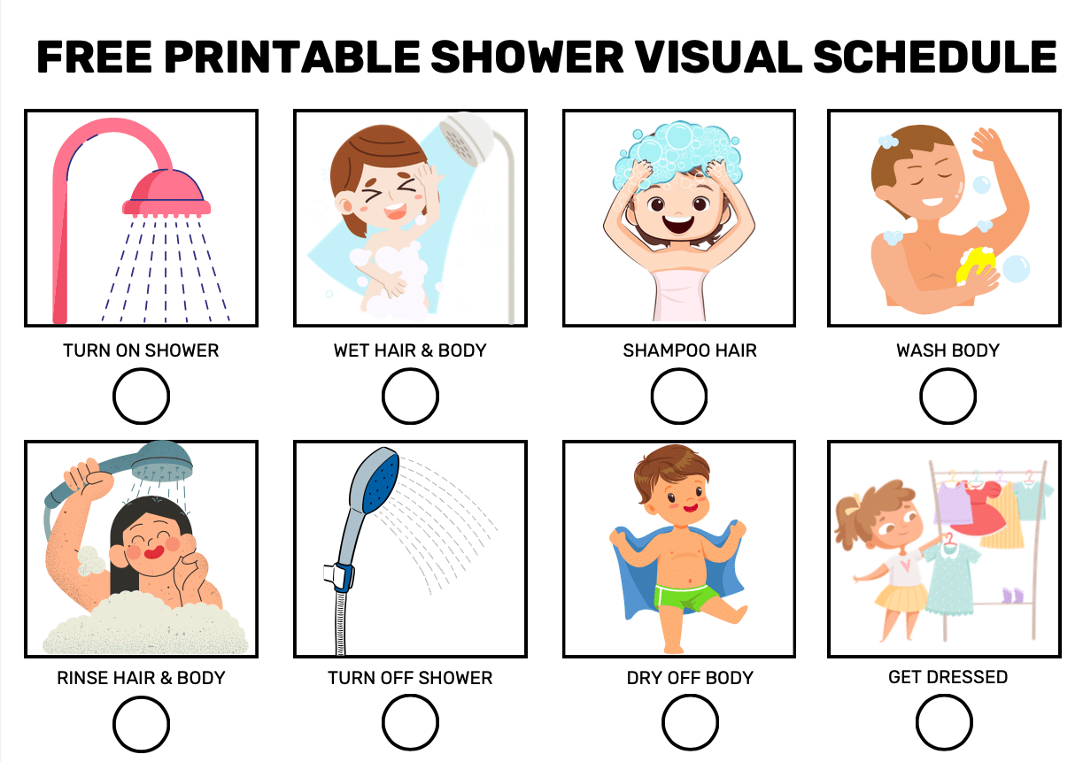 Free Printable Shower Visual Schedule Goally Free Printable Shower Visual Schedule Goally