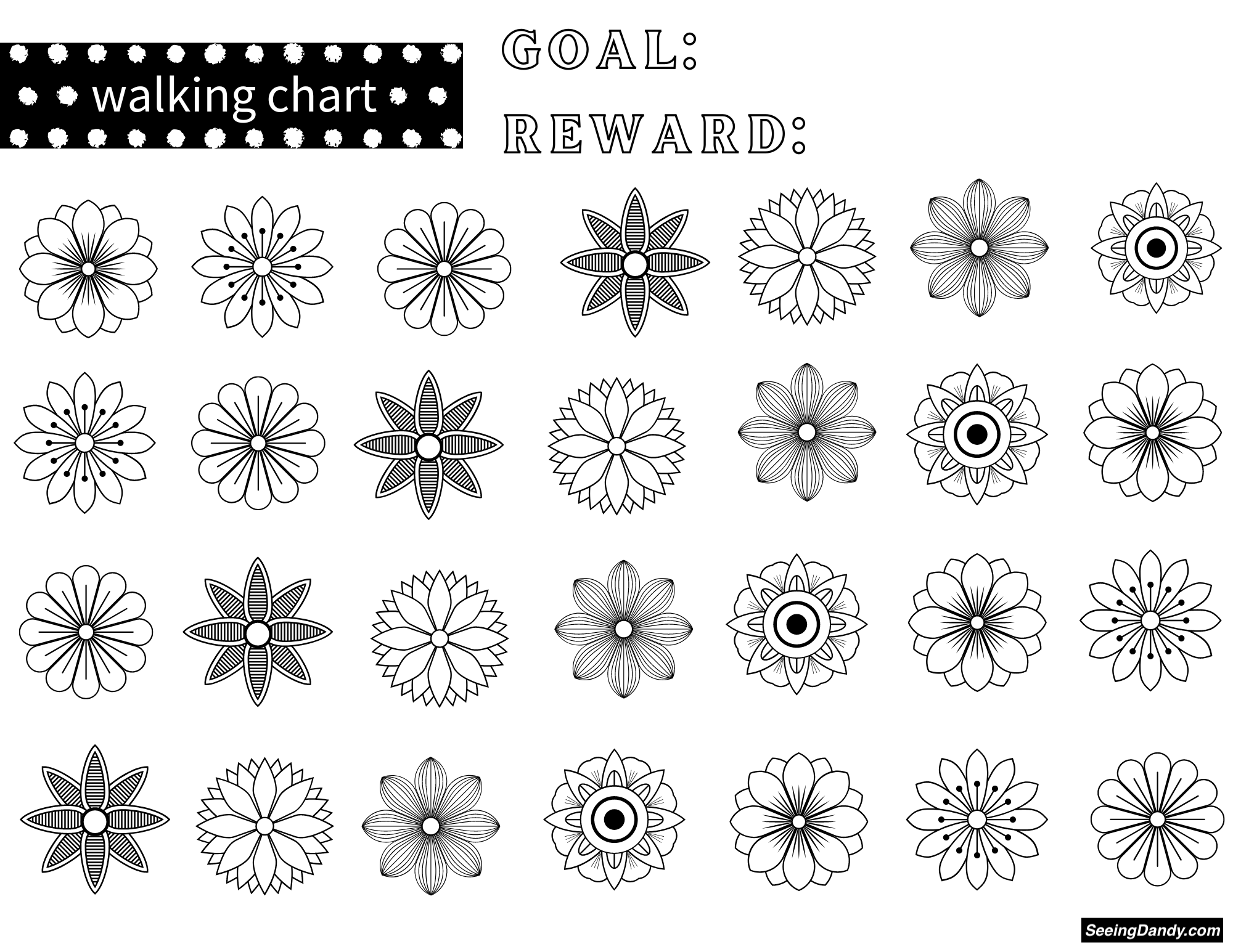 Free Printable Walking Chart To Color Your Way To Your Fitness Goals Seeing Dandy Blog Free Printable Walking Chart To Color Your Way To Your Fitness Goals Seeing Dandy Blog