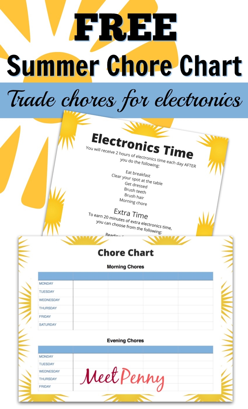 Printable Summer Chore Charts Printable Summer Chore Charts