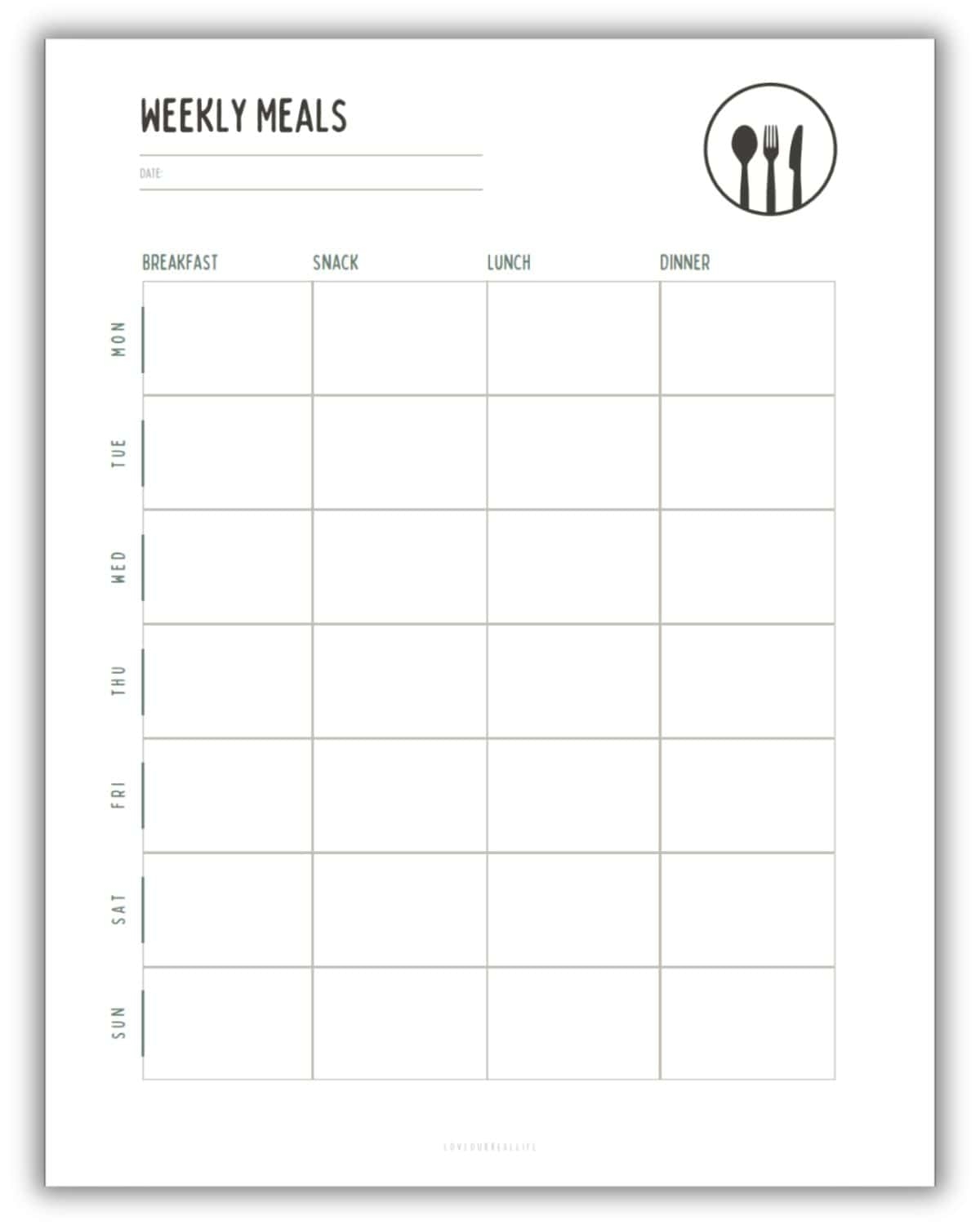 FREE Weekly Meal Planner Printable Templates PDF Menu Plan Love Our Real Life
