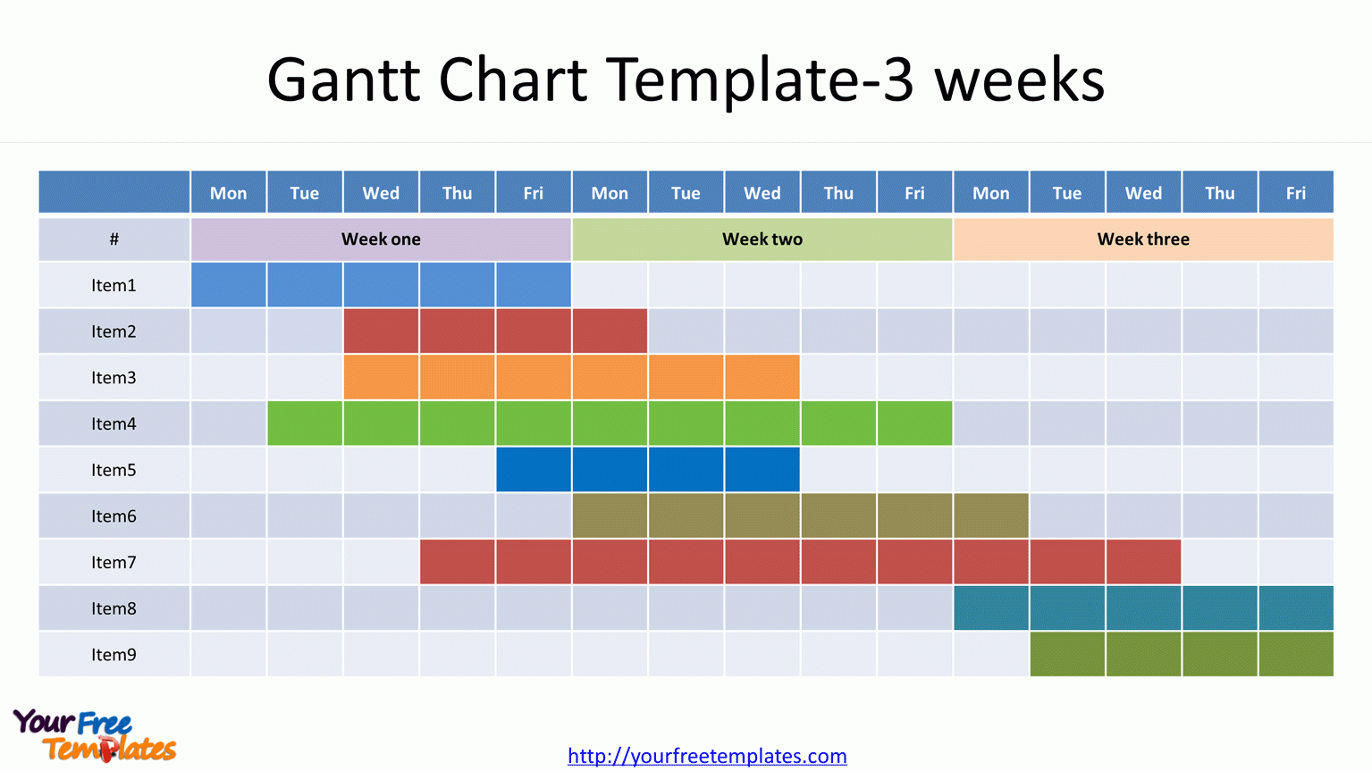 Gantt Chart With 8 Slides Free PowerPoint Template