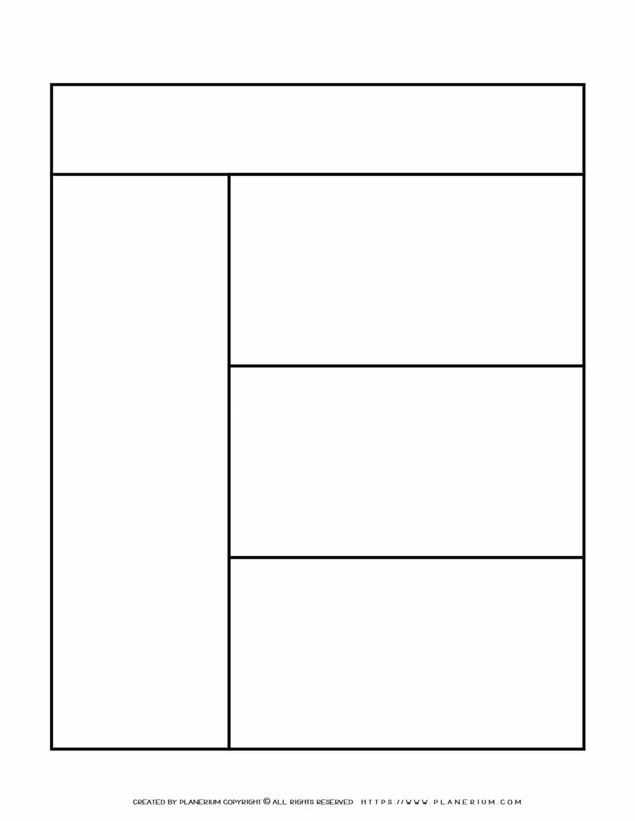 Graphic Organizer Templates One Column Three Rows Chart Planerium