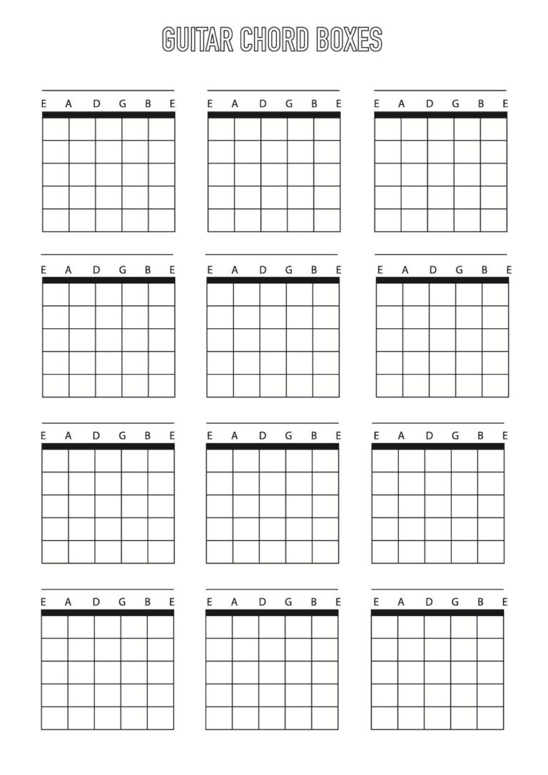 Guitar Chord Box Sheet Downloadable Template A4 Blank 6 String Etsy Australia