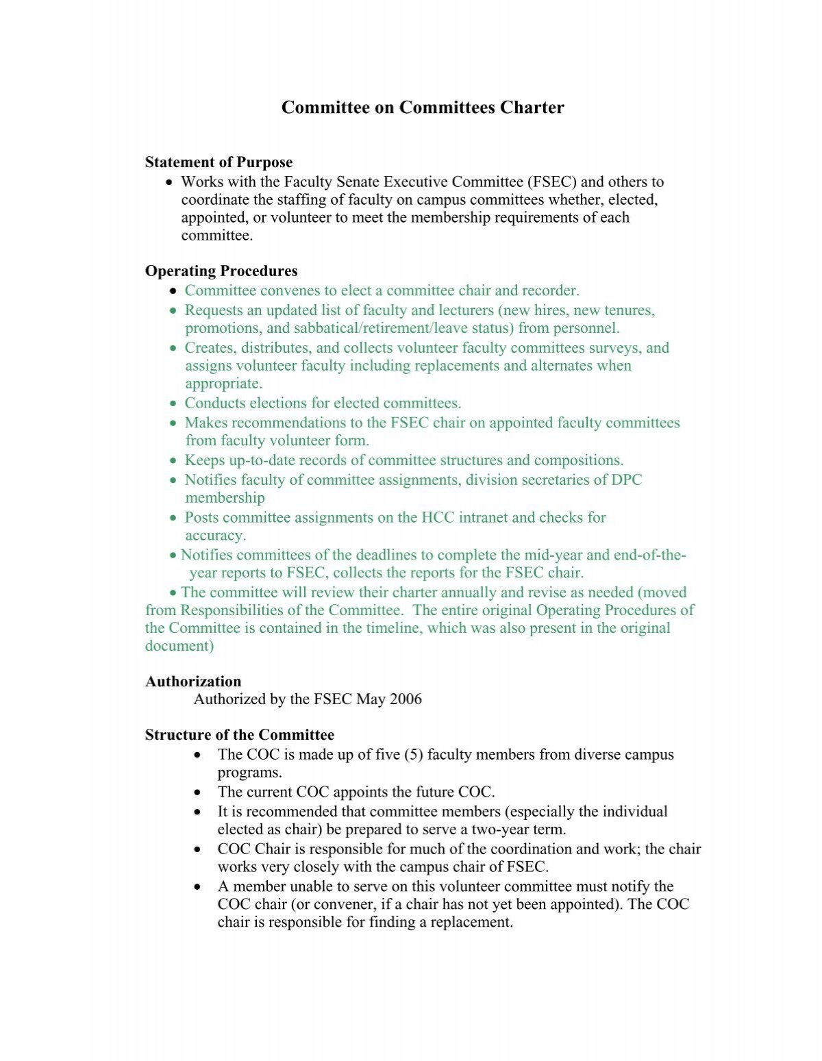 HCC Committee Charter Template