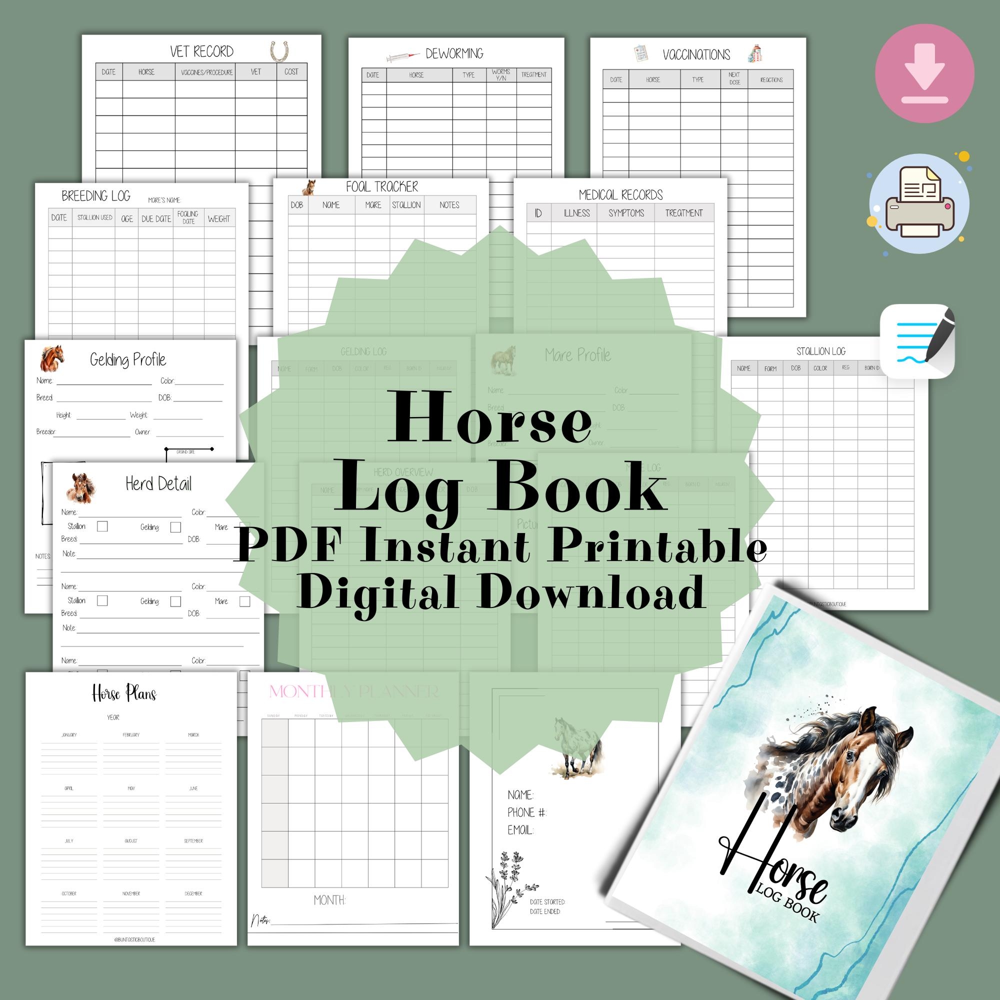Printable Horse Mare Breeding Record Chart