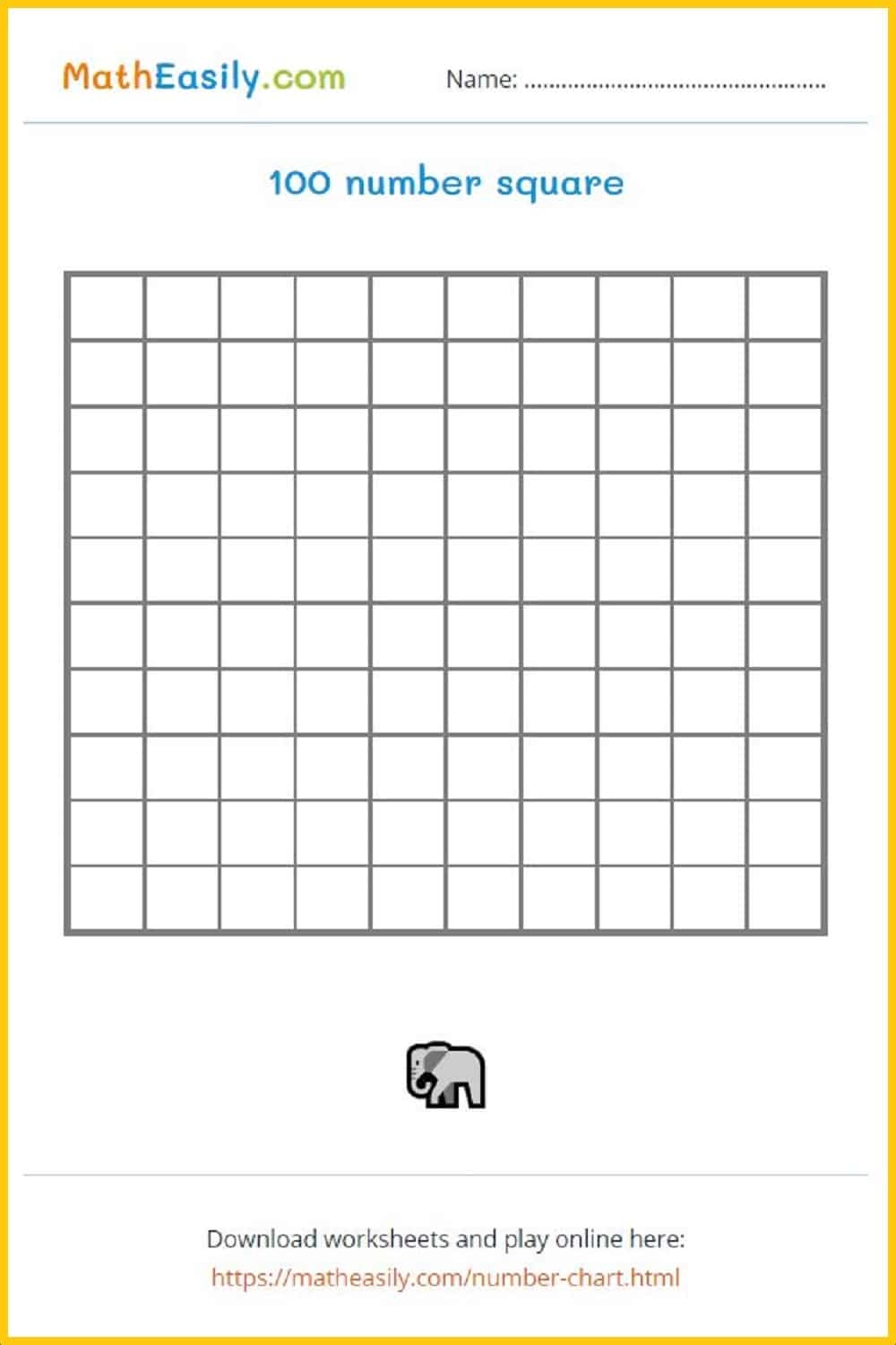 Blank Number Chart Free Printable