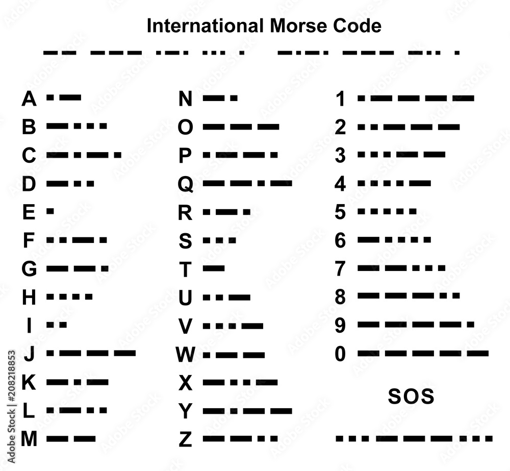 International Morse Code Alphabet Illustration Isolated On White Stock Vector Adobe Stock