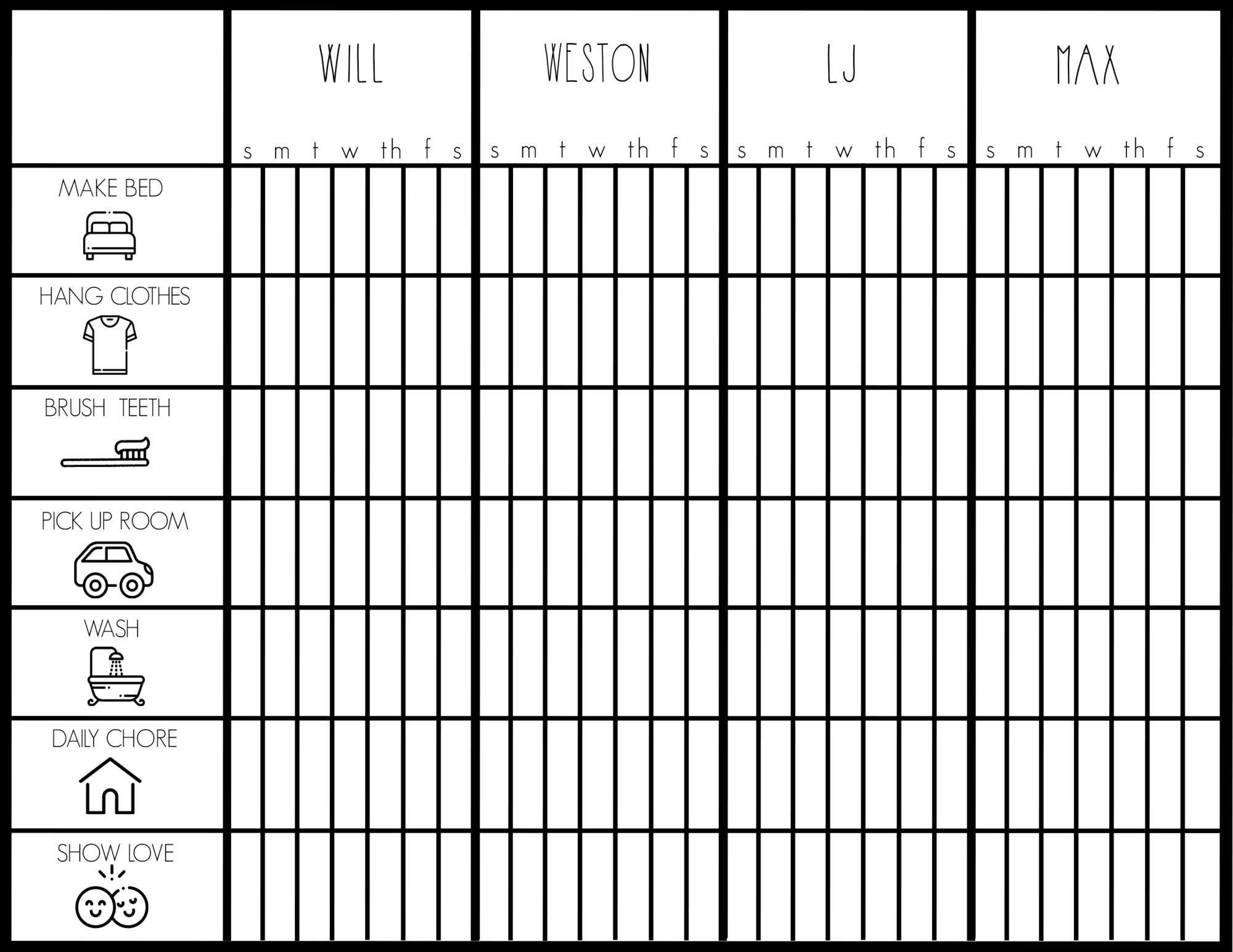 Chore Chart For Multiple Kids Printable Chore Chart For Multiple Kids Printable