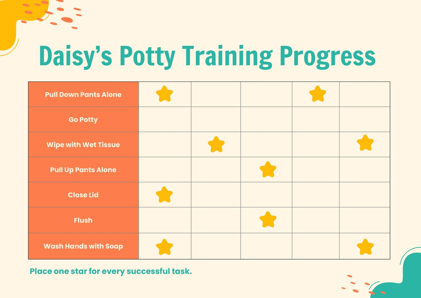 Kids Potty Training Chart In Illustrator PDF Download Template