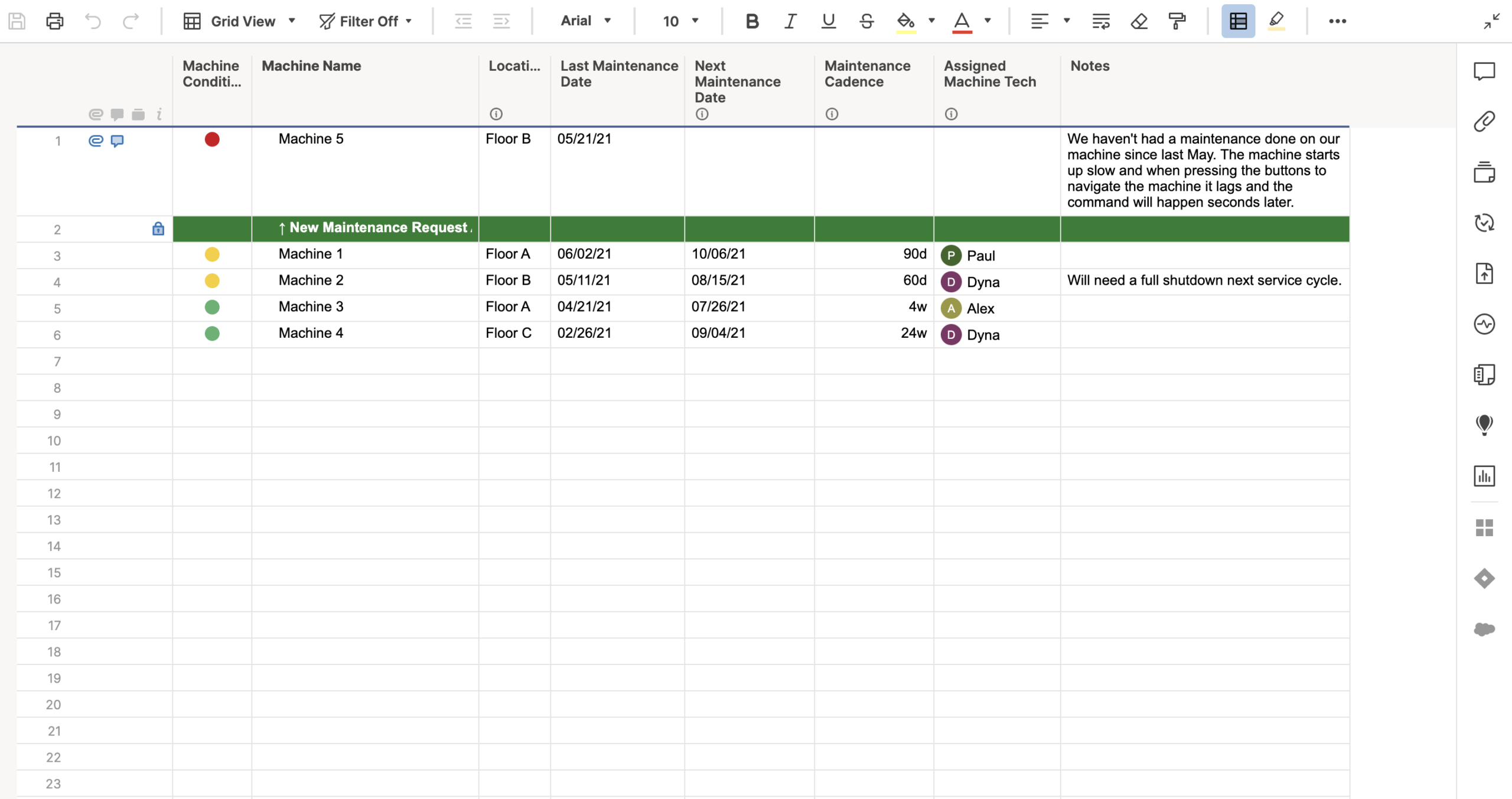 Machine Maintenance Schedule Template Smartsheet