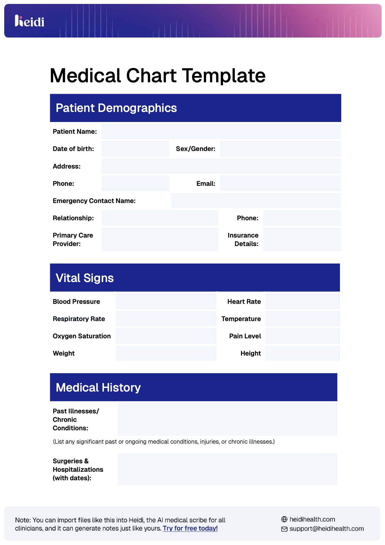 Medical Chart Template With Examples Heidi Health