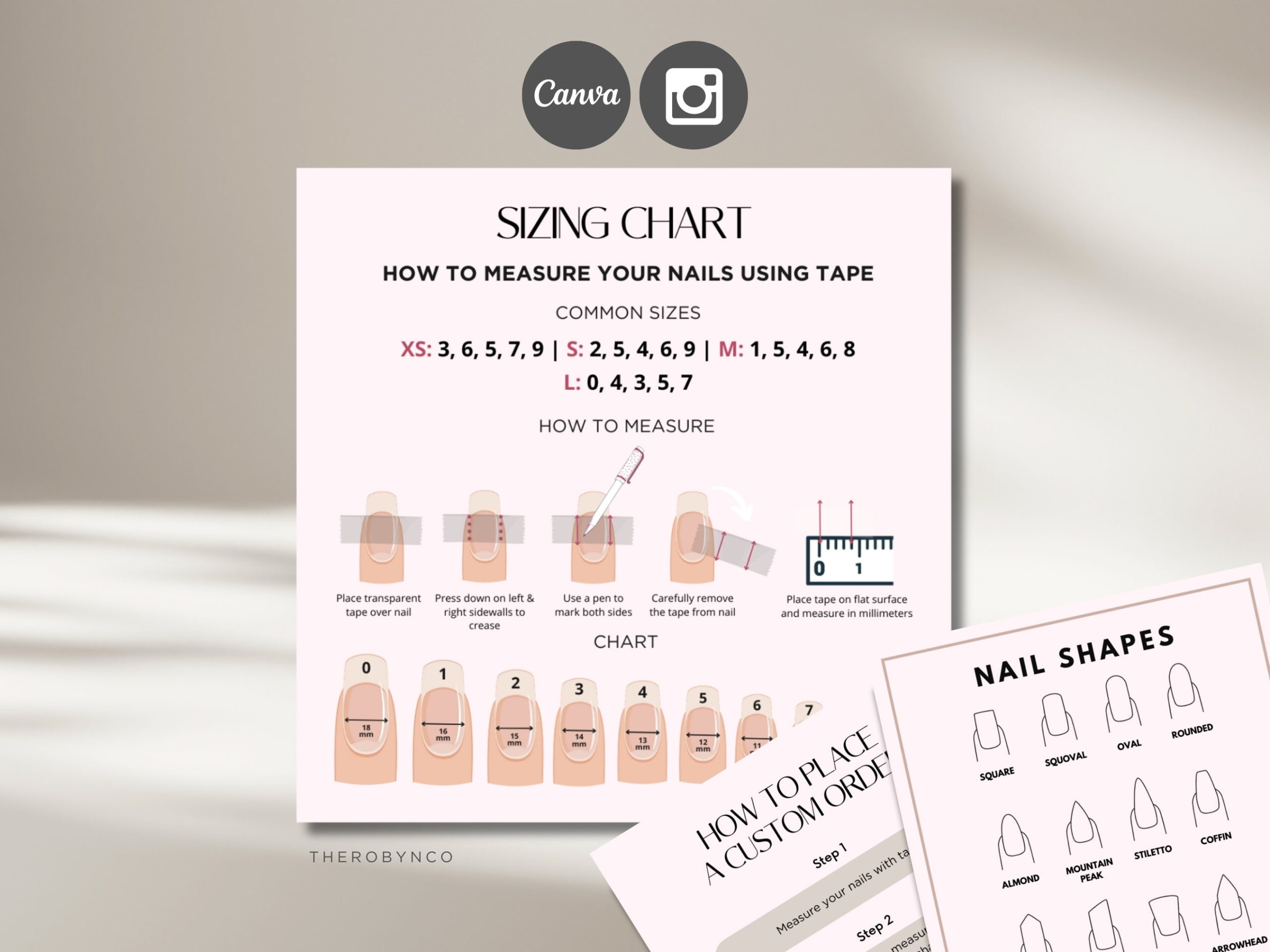 Nail Size Template Etsy Nail Size Template Etsy