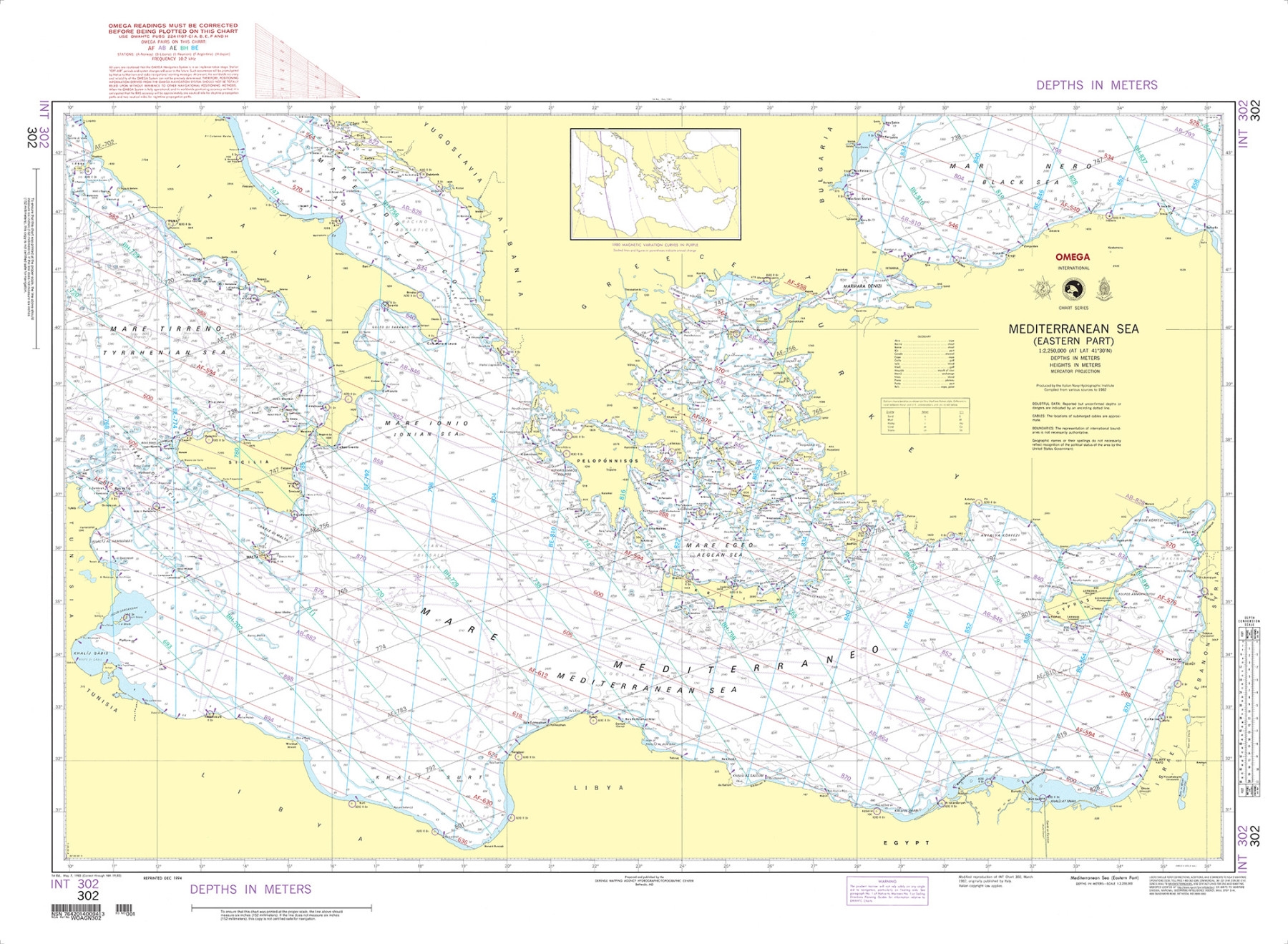 NGA Nautical Chart 302 Mediterranean Sea Eastern Part