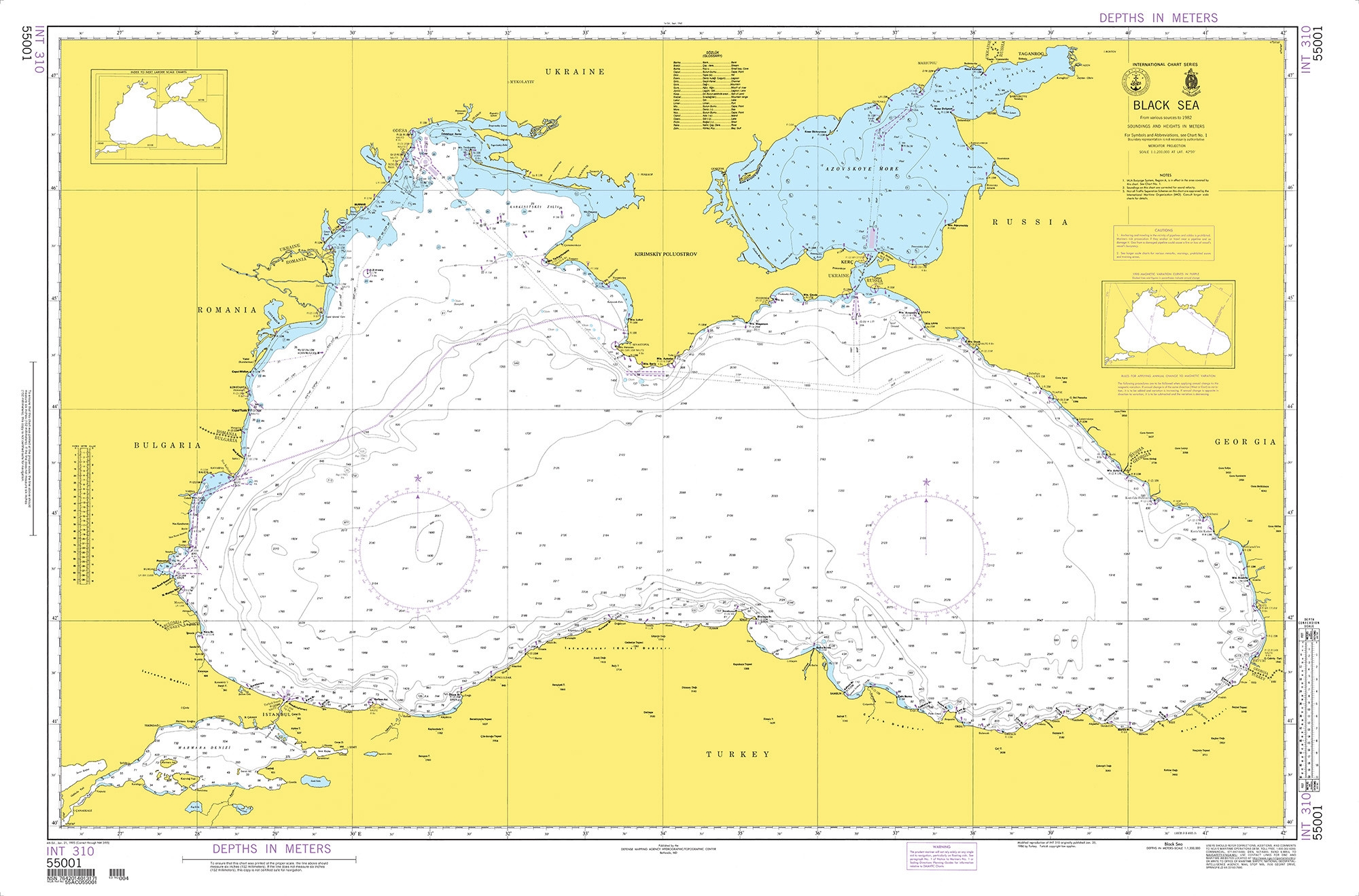 NGA Nautical Chart 55001 INT 310 Black Sea