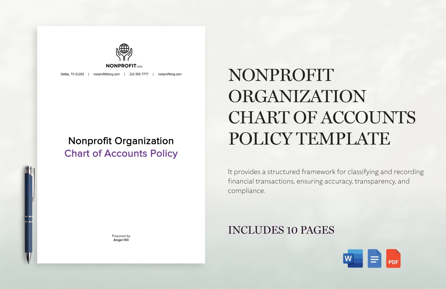 Nonprofit Organization Chart Of Accounts Policy Template In Word 