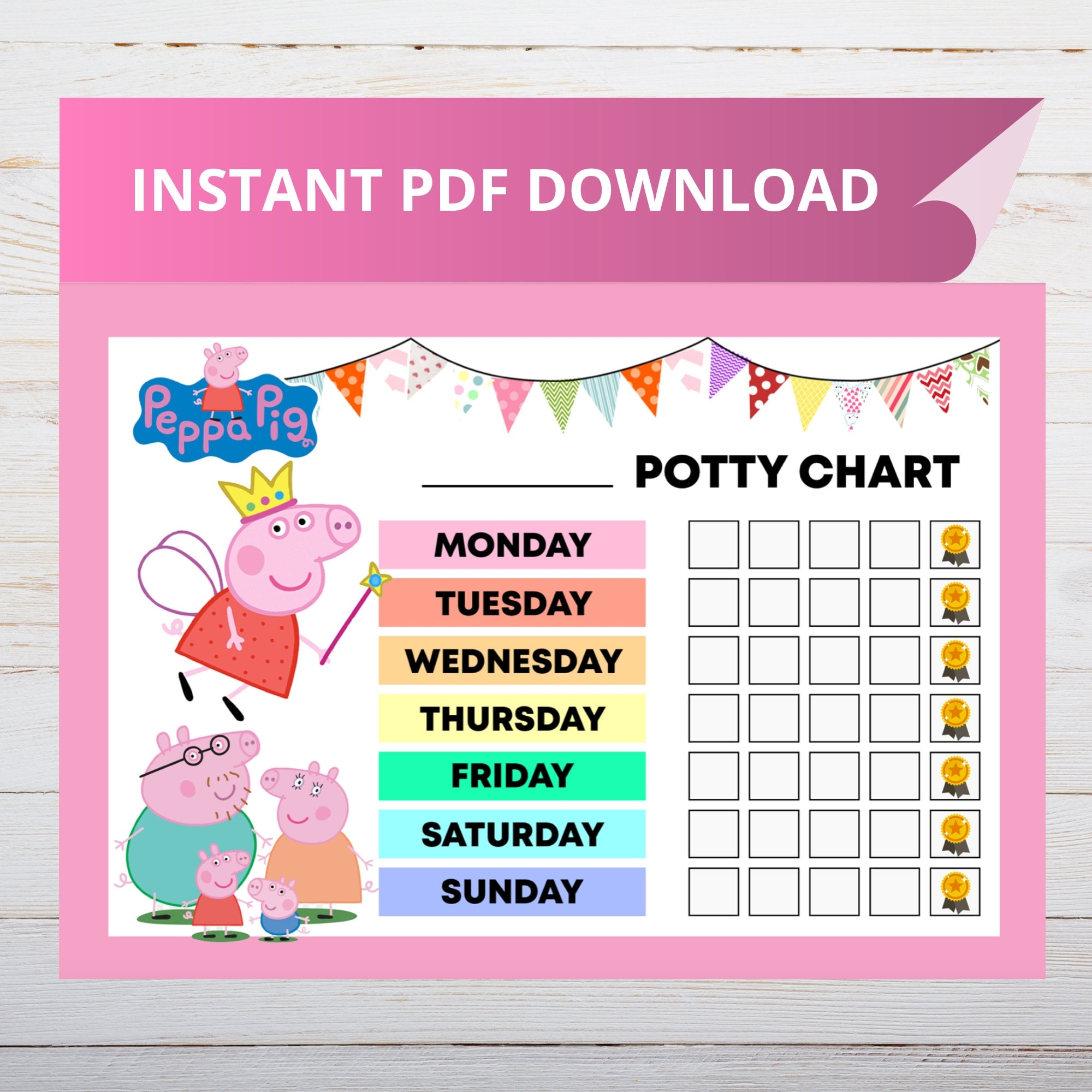 Peppa Potty Training Chart Peppa Pig Reward Chart Etsy Israel