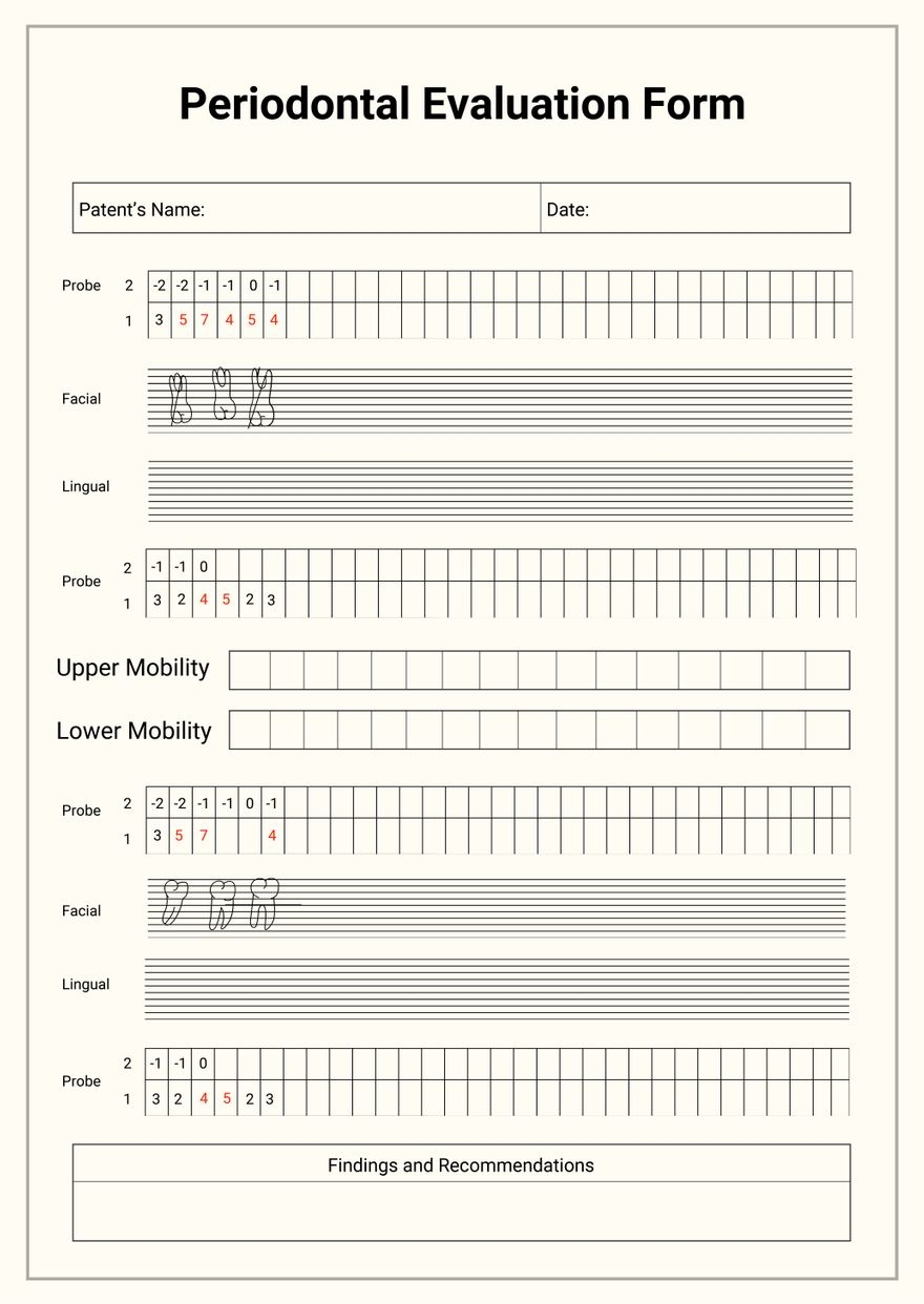 Periodontal Chart For Dentist Office In Illustrator PDF Periodontal Chart For Dentist Office In Illustrator PDF