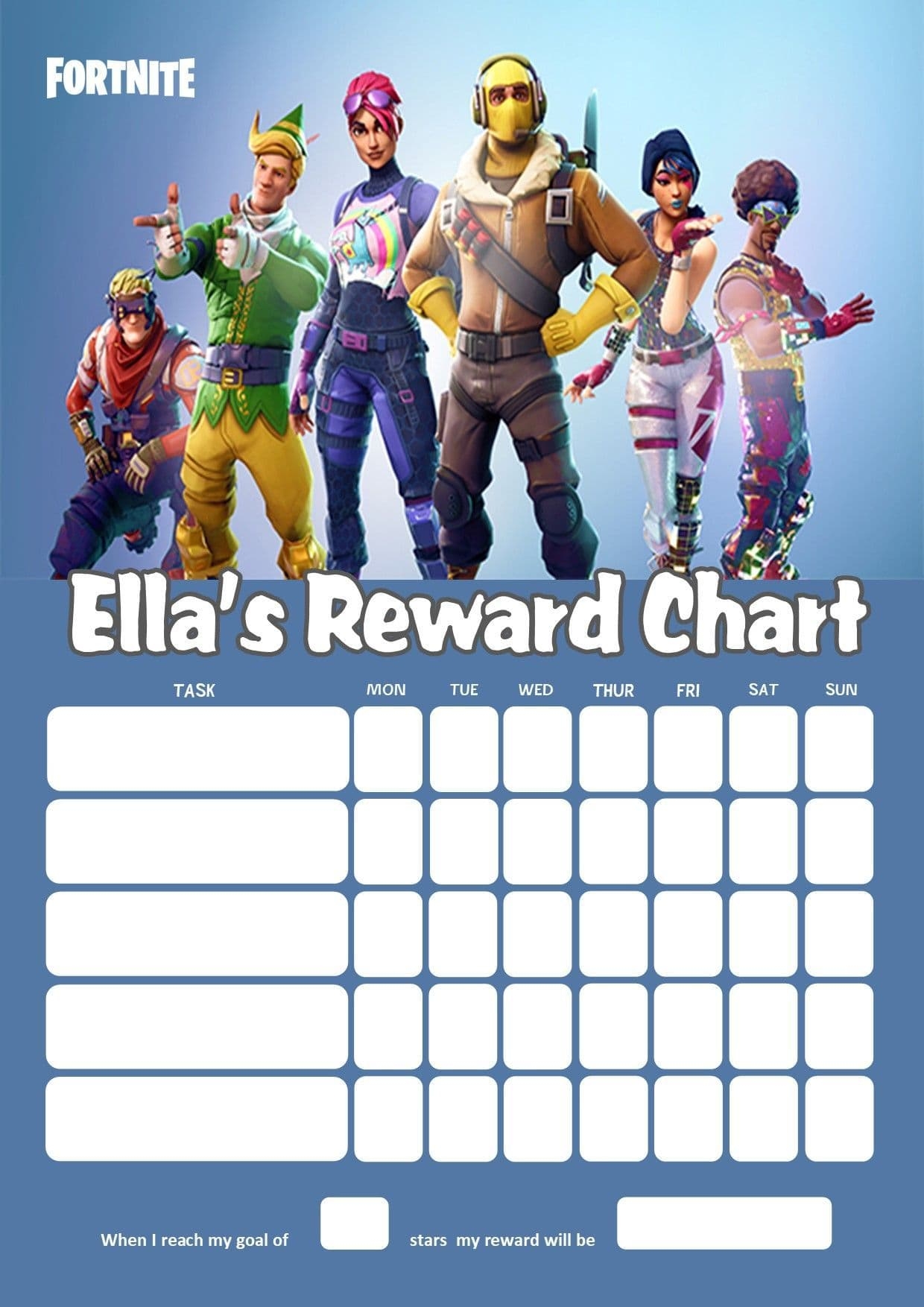 Personalised Fortnite Reward Chart Adding Photo Option Available Personalised Fortnite Reward Chart Adding Photo Option Available