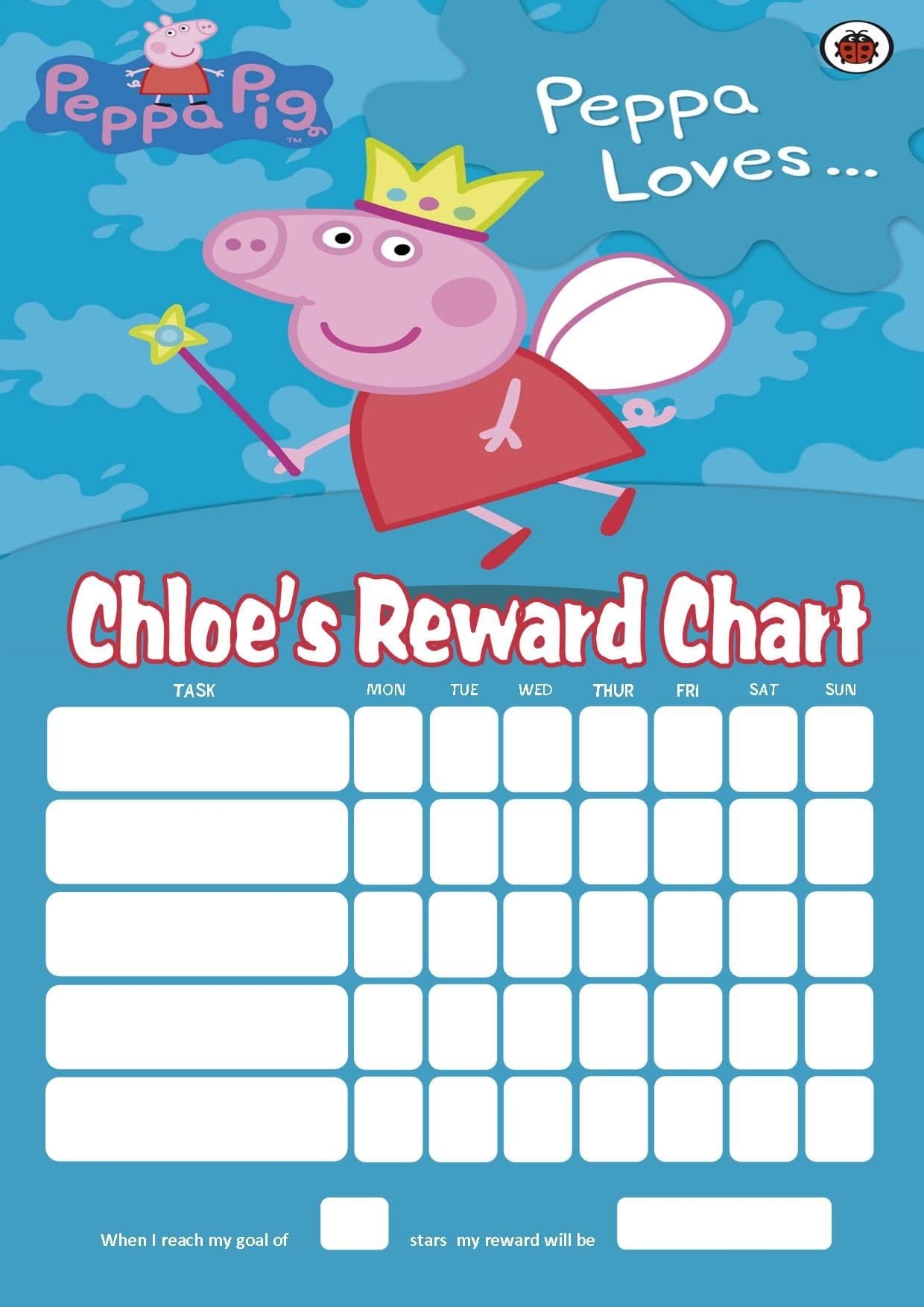 Personalised Peppa Pig Reward Chart Adding Photo Option Available