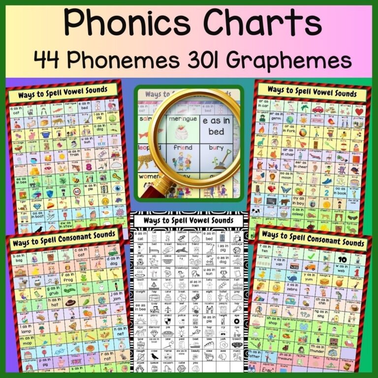 Phonics Charts 44 Phonemes 301 Graphemes editable PDF Etsy