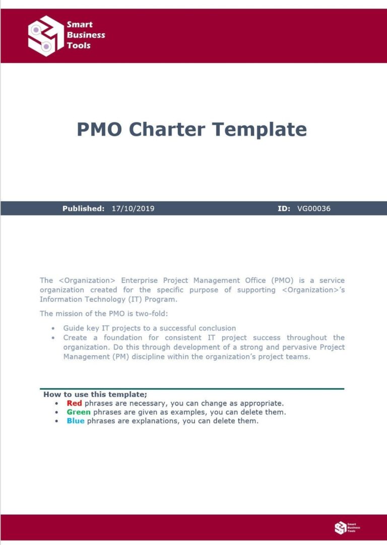 PMO Charter Template Etsy