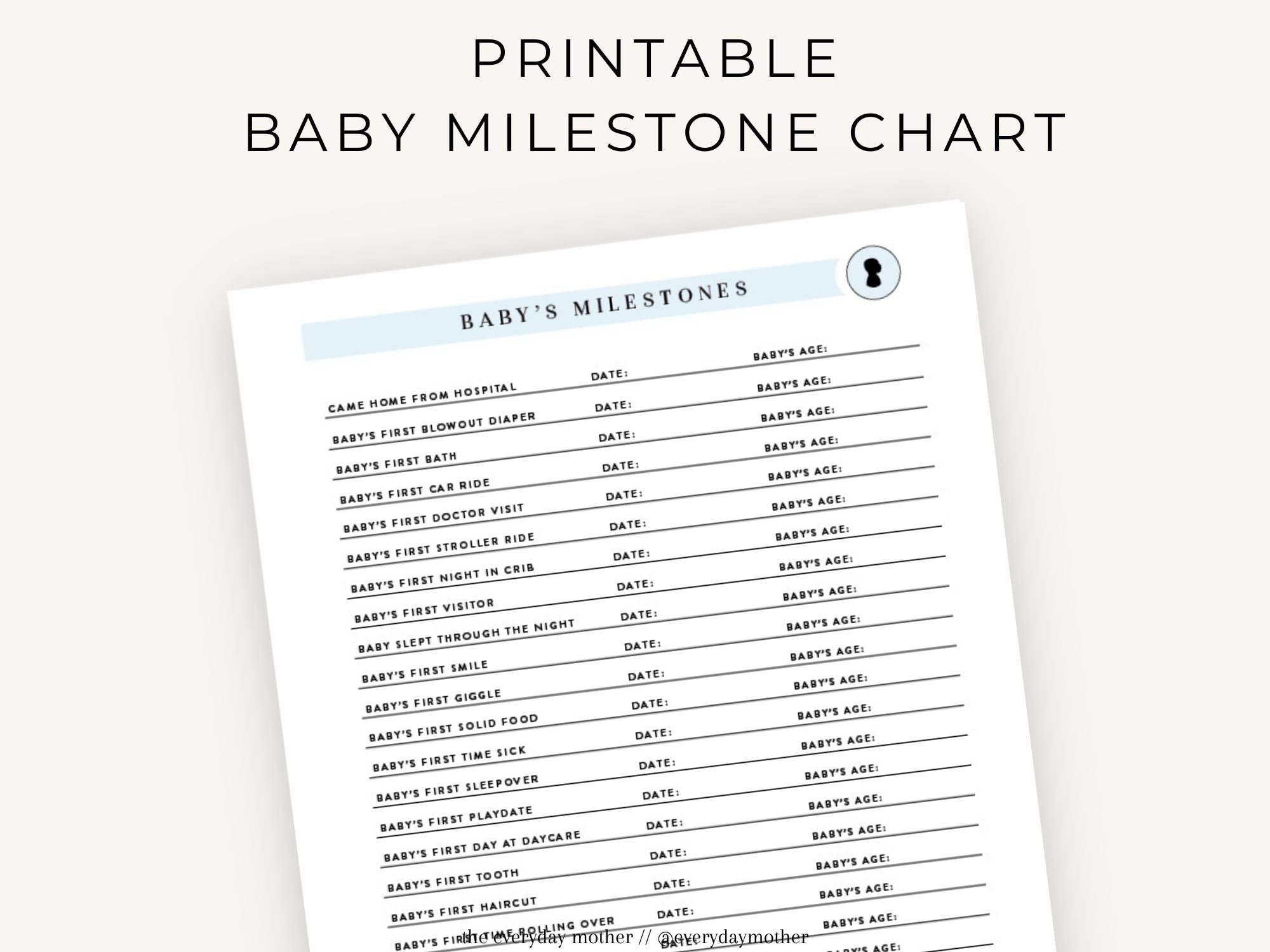 Printable Baby Milestone Chart Tracker DIY Baby Tracking Log Book Feed Log Pumping Log Newborn Journal The Everyday Mother Etsy