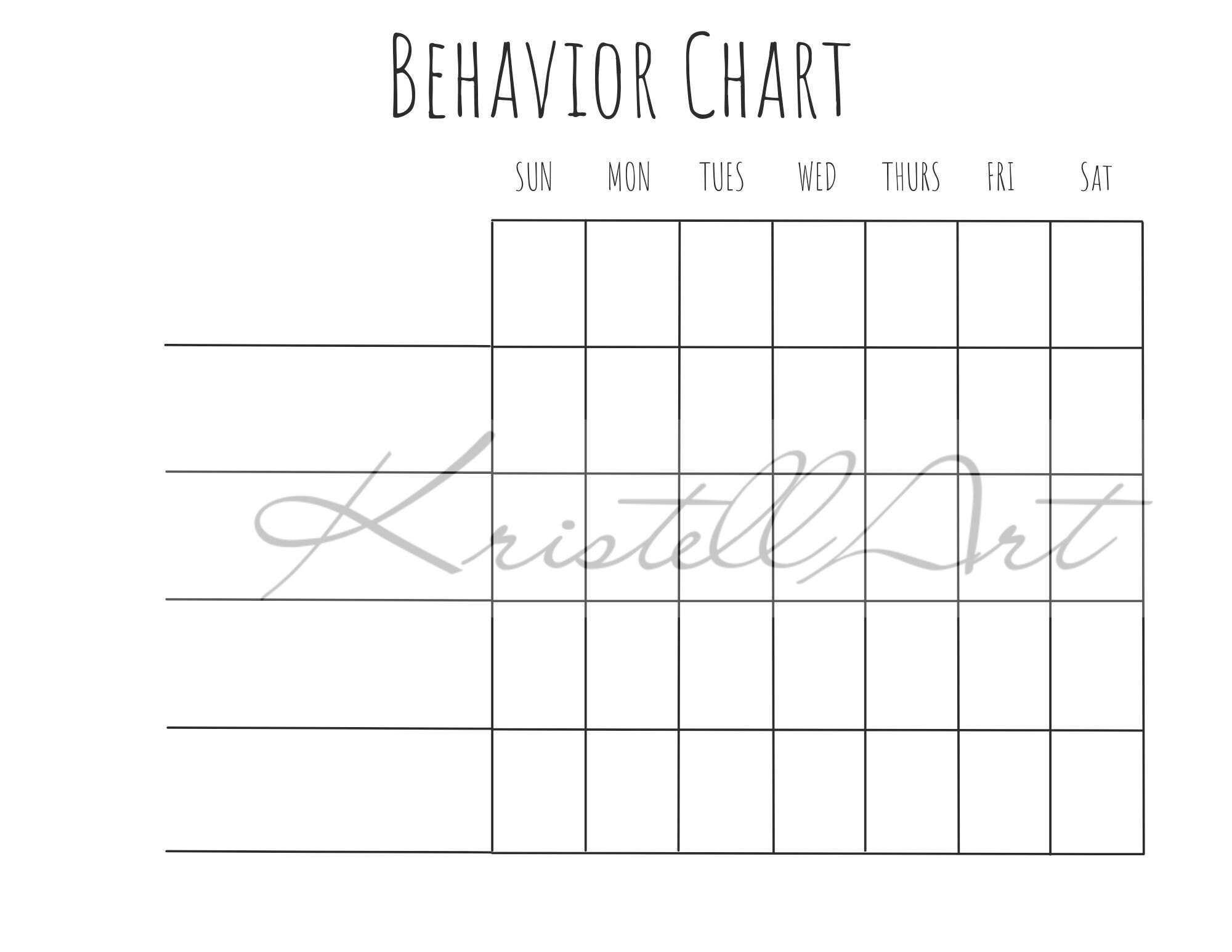 Printable Behavior Chart Blank Digital Download Etsy
