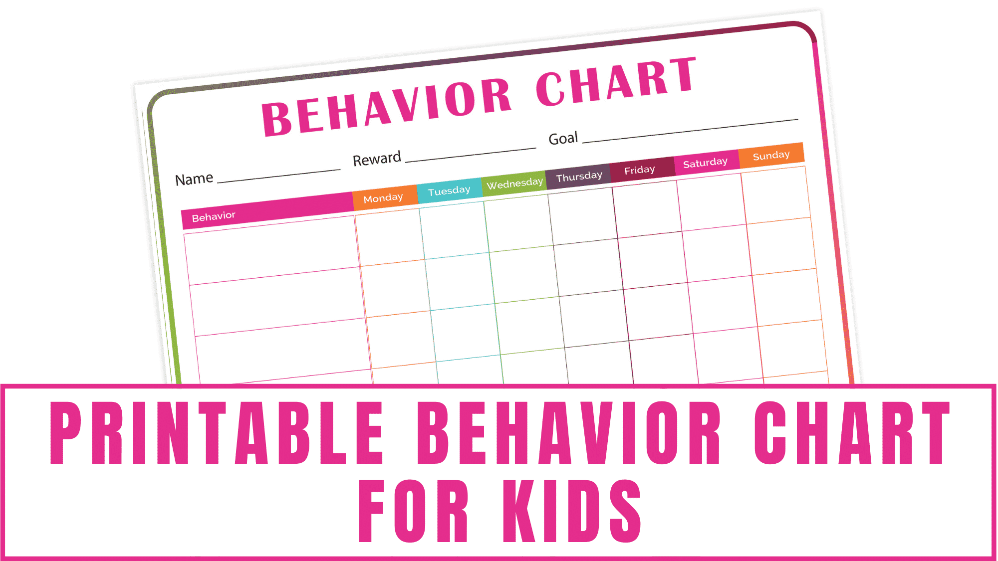 Free Printable Behavior Chart Blank Free Printable Behavior Chart Blank
