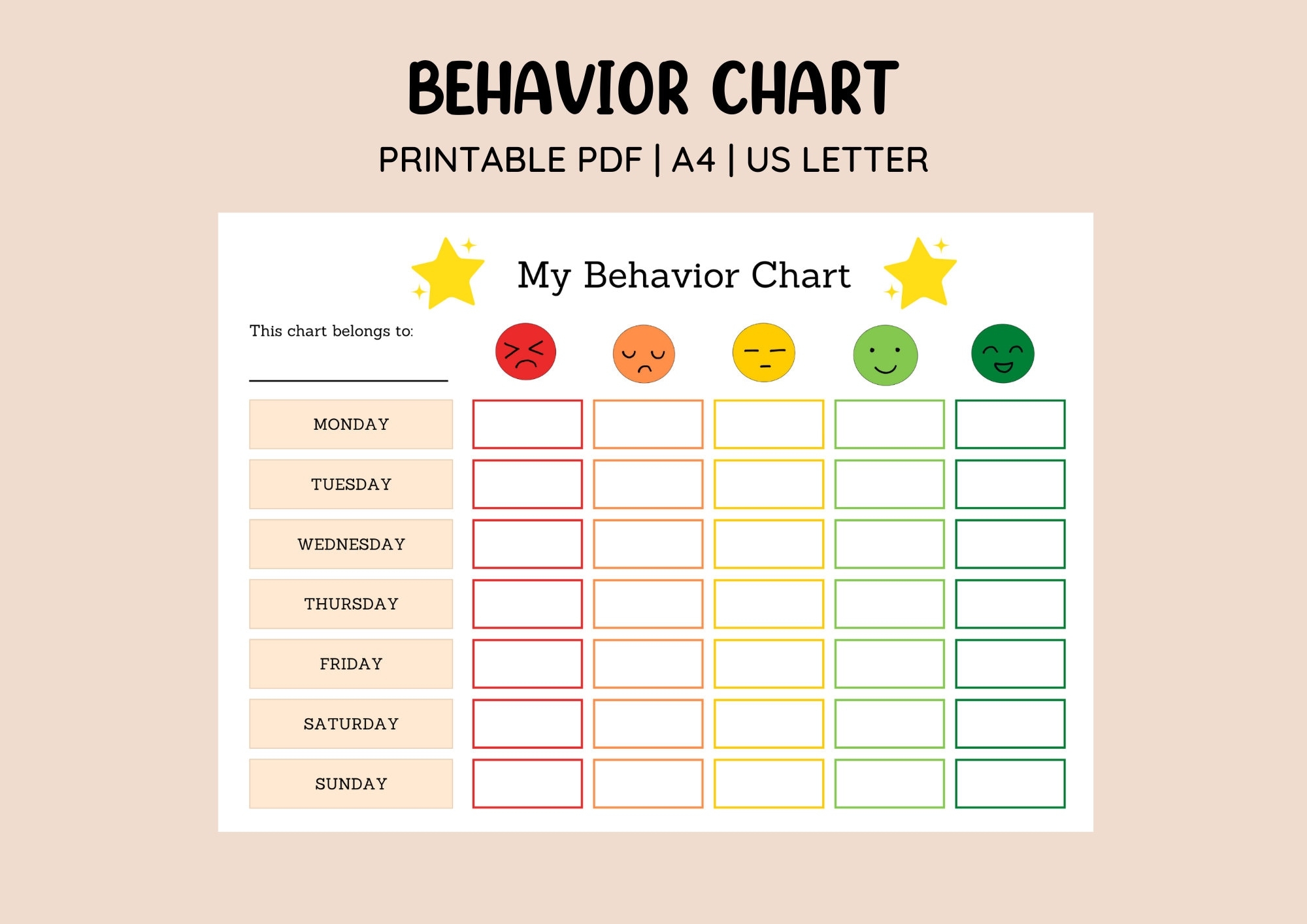 Sensory Behavior Documentation Chart Printable