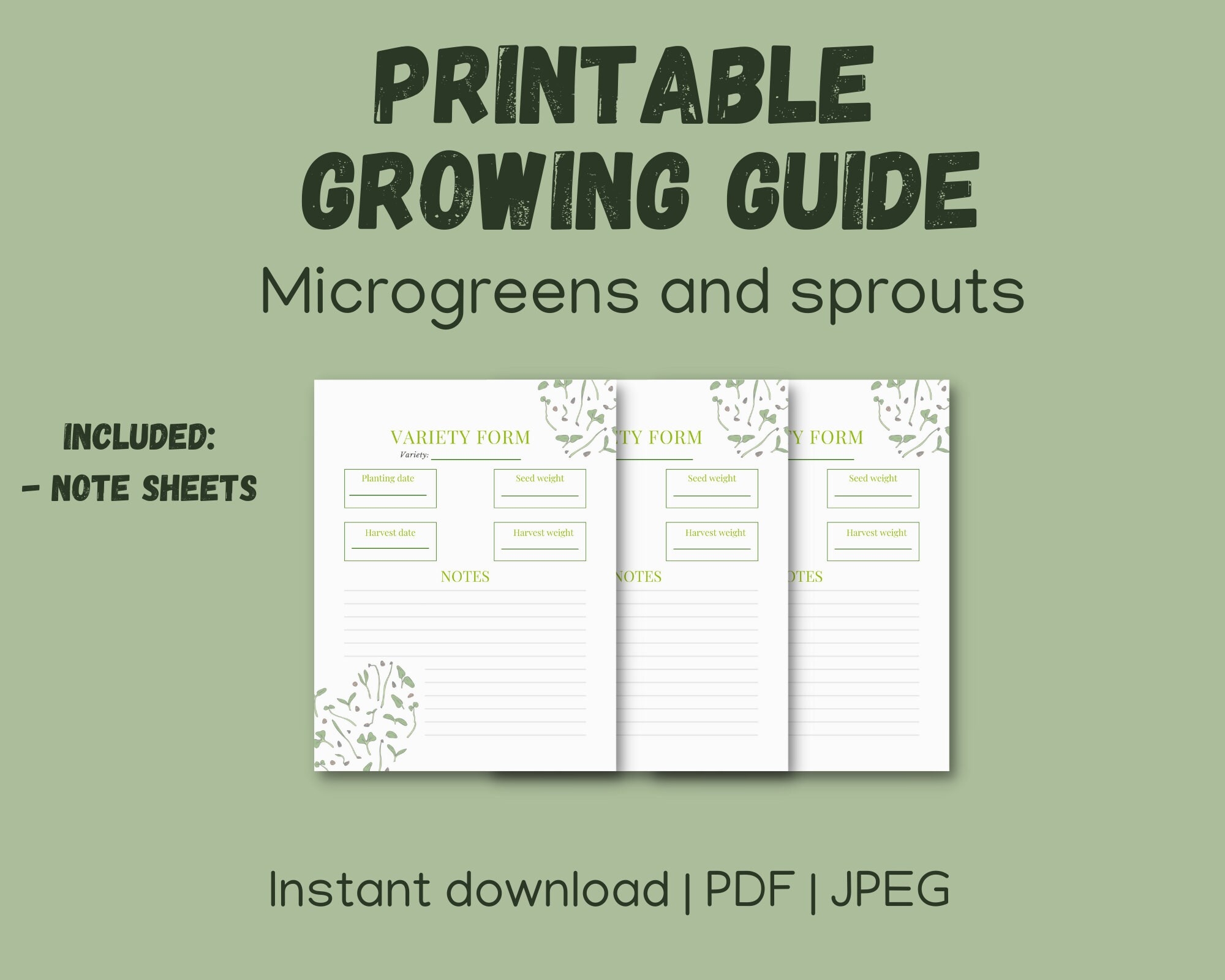 Printable Growing Guide Microgreens And Sprouts PDF Moment Download Etsy