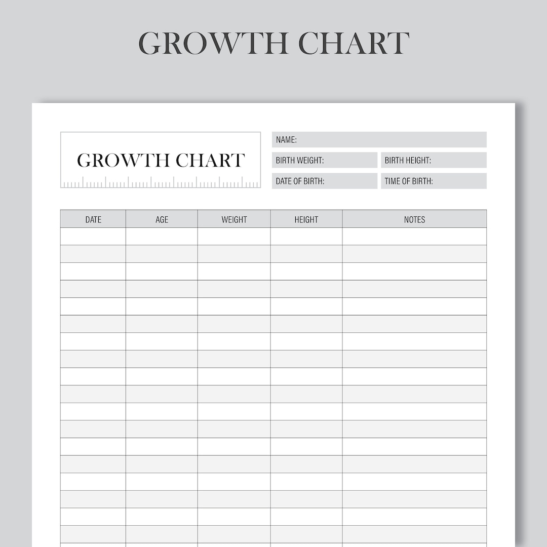Printable Growth Chart Growth Template Baby Growth Tracker 