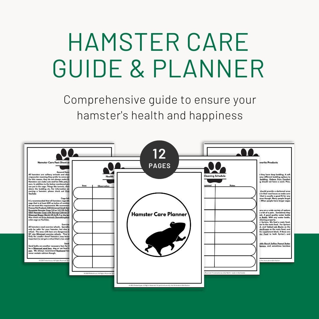 Printable Hamster Care Guide Planner Pet Health And Care Tracker digital Download PDF Etsy Israel
