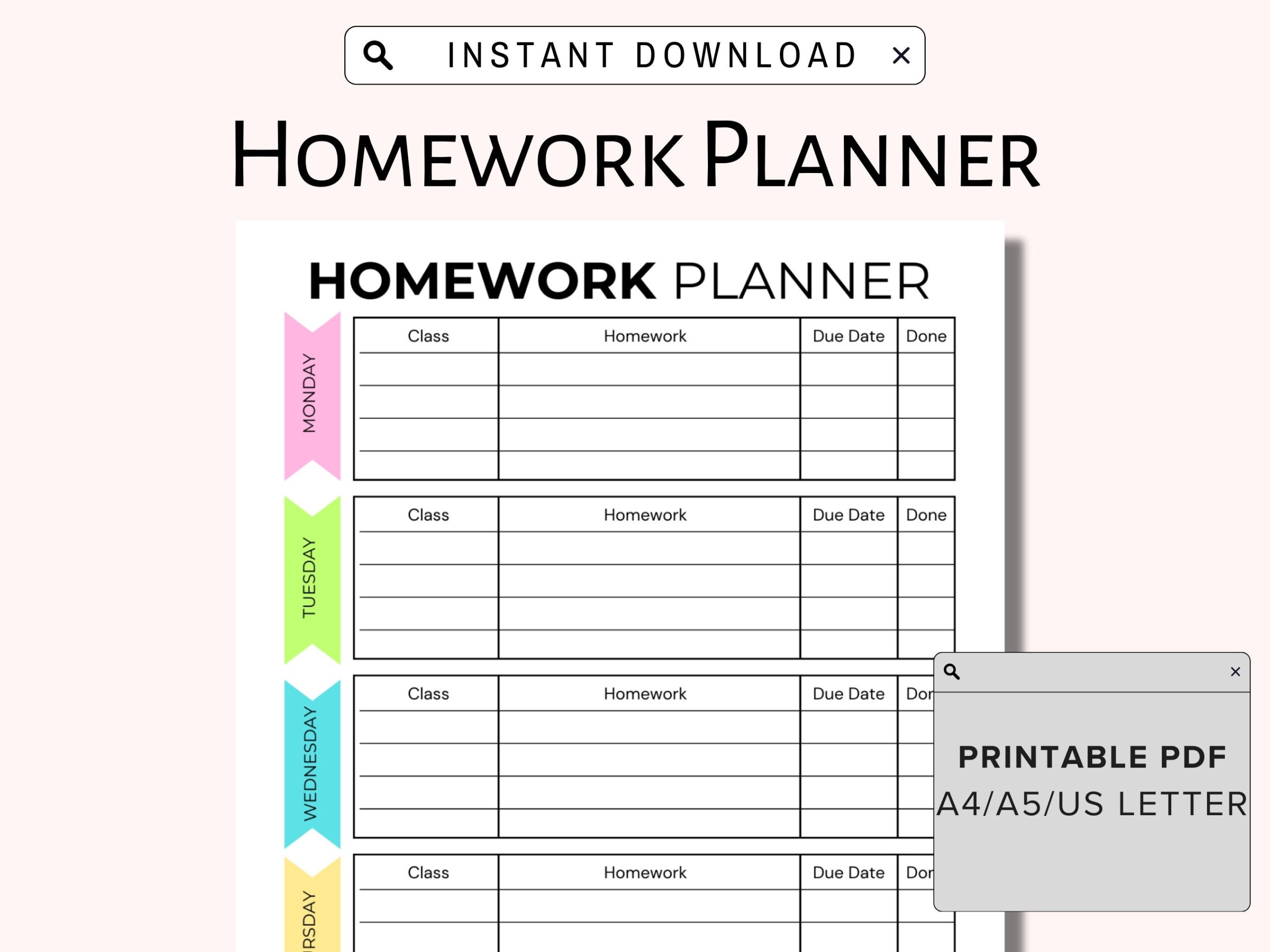 Free Printable Template Homework Chart