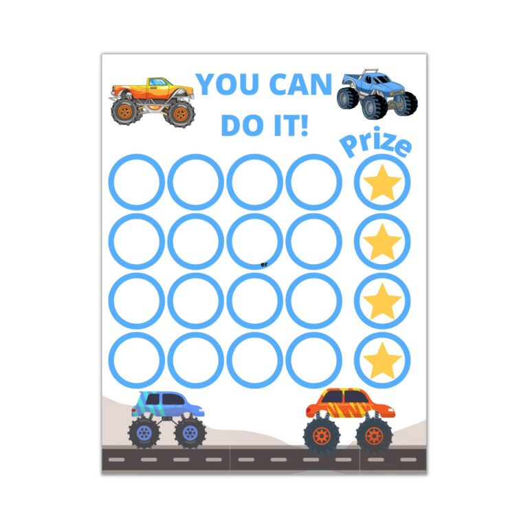 Printable Monster Truck Reward Chart Monster Truck Potty Chart Instant Download Sticker Chart Toddler Reward Chart Etsy Hong Kong