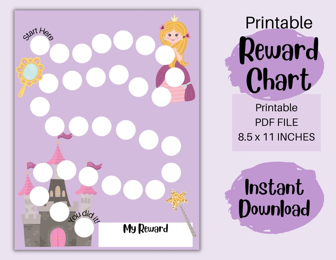 Printable Princess Reward Chart Princess Behavior Chart Routine Chart Girl Chore Chart Sticker Chart Bedtime Chart Etsy