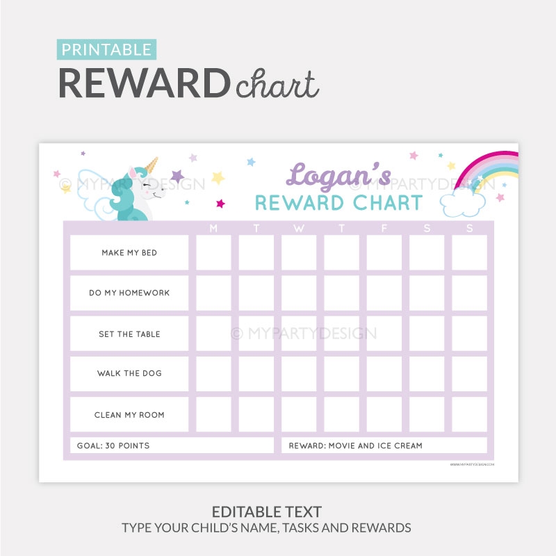 Printable Reward Chart Unicorn