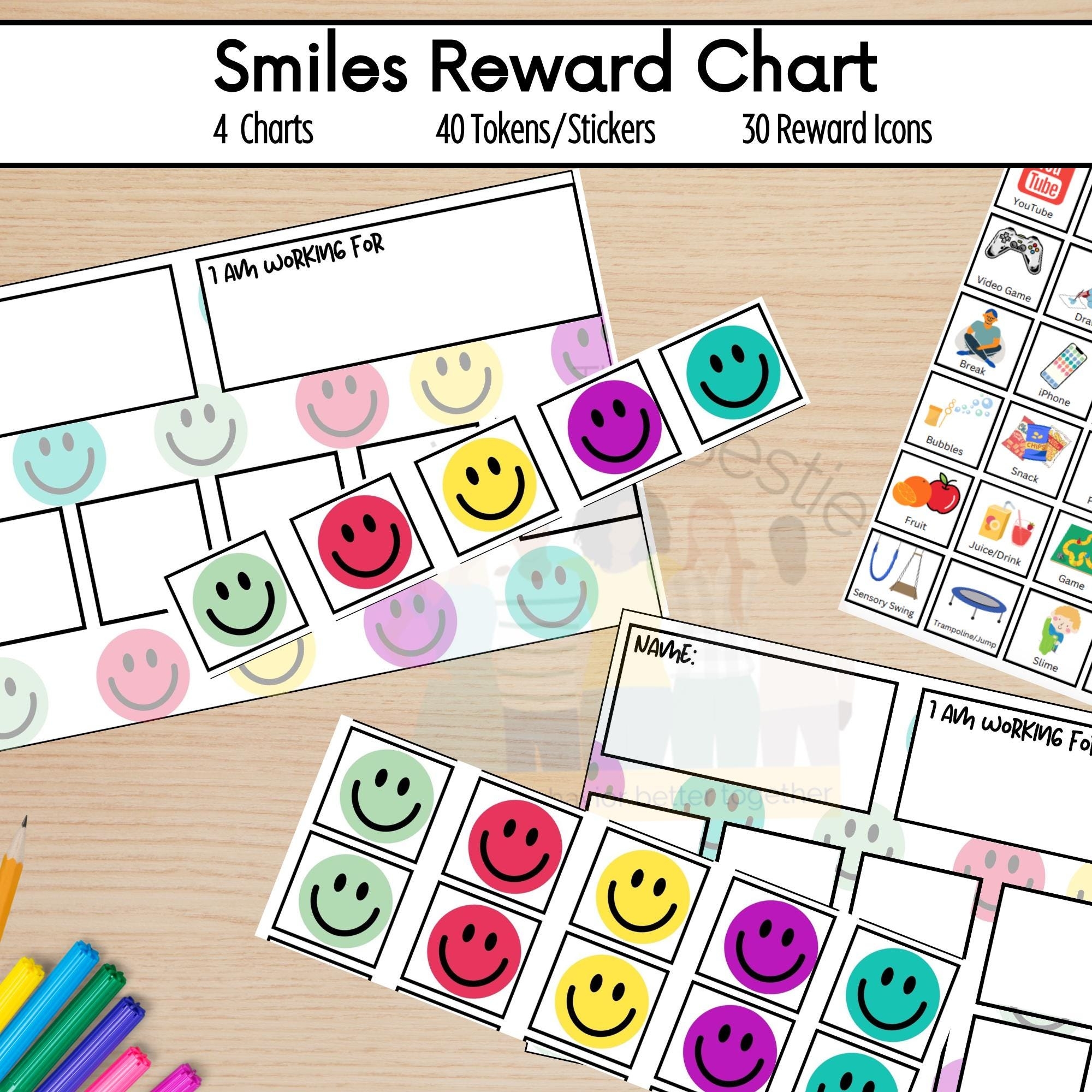 Printable Smiley Face Token Board Student Reward Chart PDF Etsy Printable Smiley Face Token Board Student Reward Chart PDF Etsy