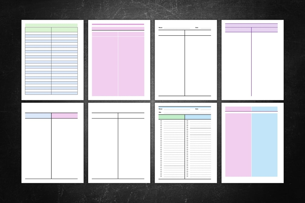 Printable T Chart Templates PDF Graphic Organizer