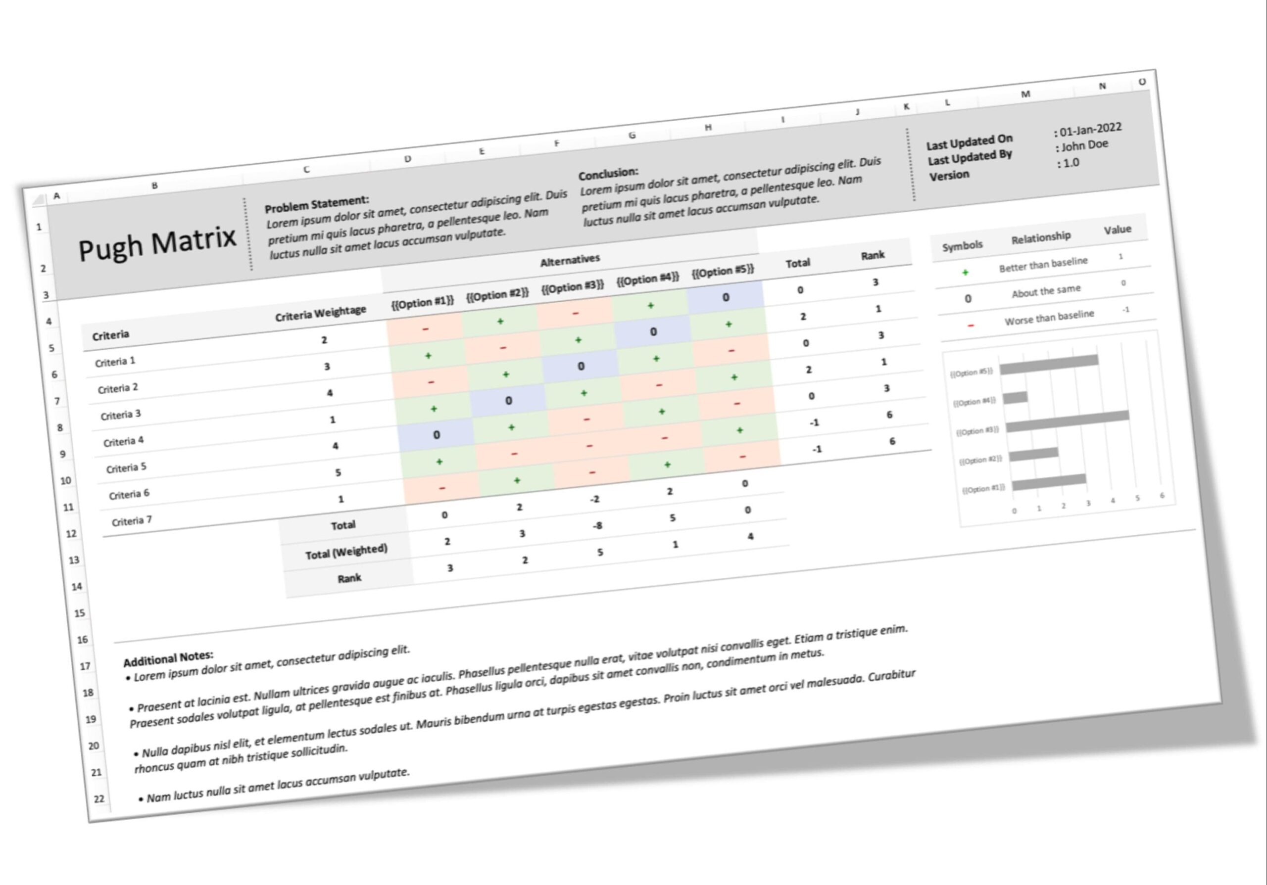 Pugh Matrix Template Decision Matrix Template Excel Template 