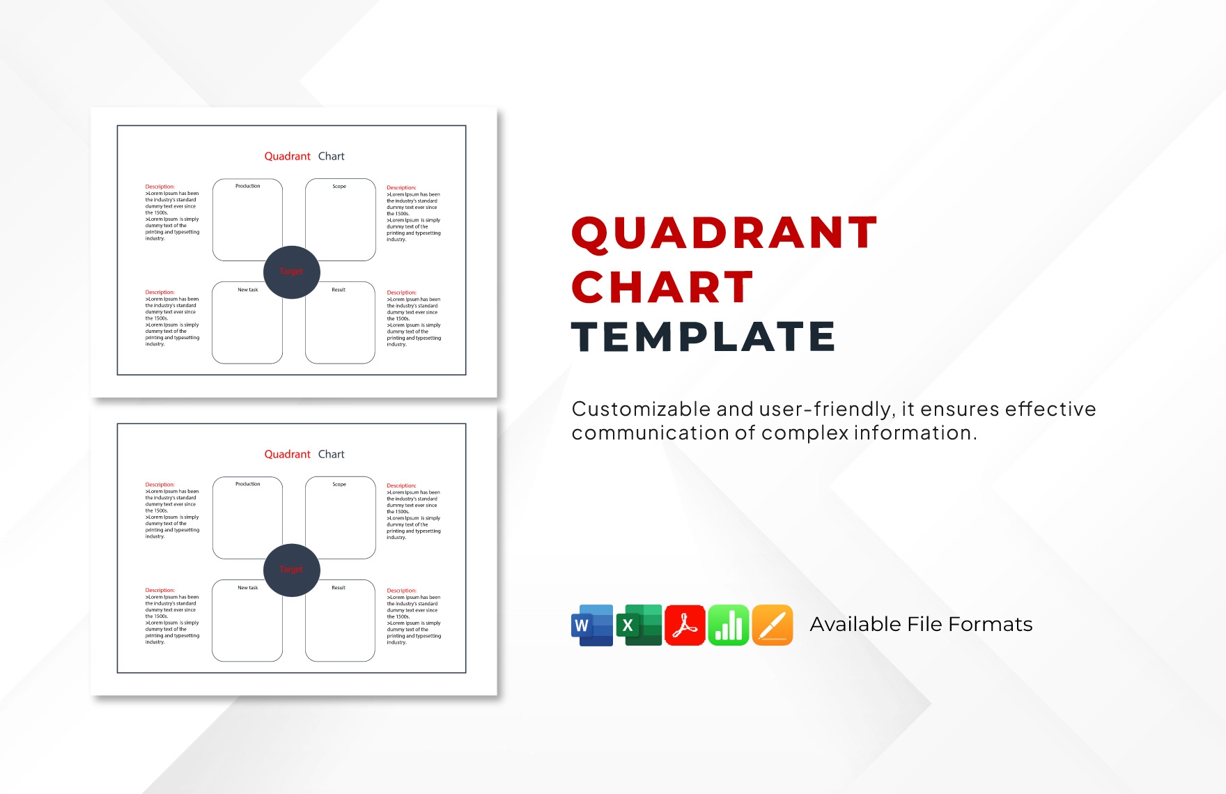 Quadrant Chart Template In Excel Pages Word Apple Numbers PDF 