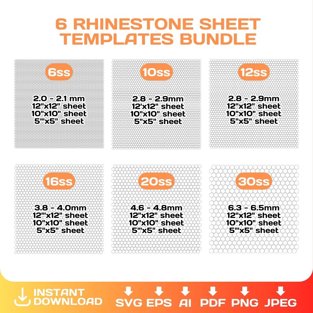 Rhinestone Size Chart Etsy