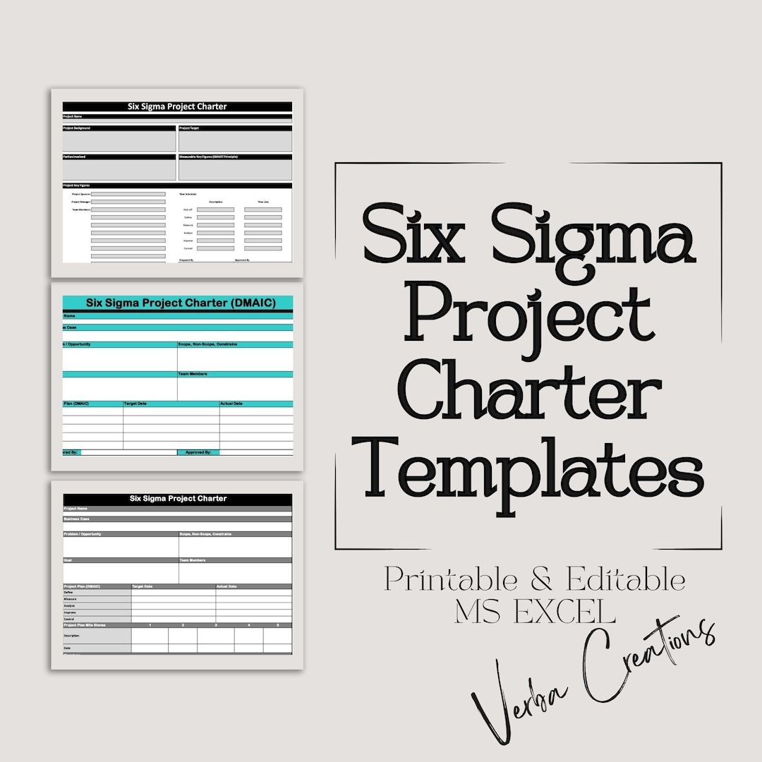 Six Sigma Project Charter Excel Template digital Product Etsy Six Sigma Project Charter Excel Template digital Product Etsy