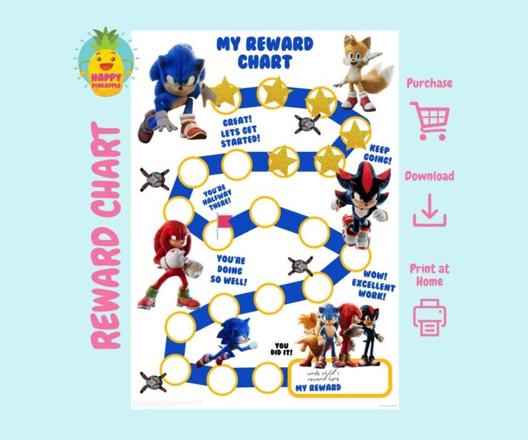 Sonic The Hedgehog Reward Chart For Kids digital Download Etsy