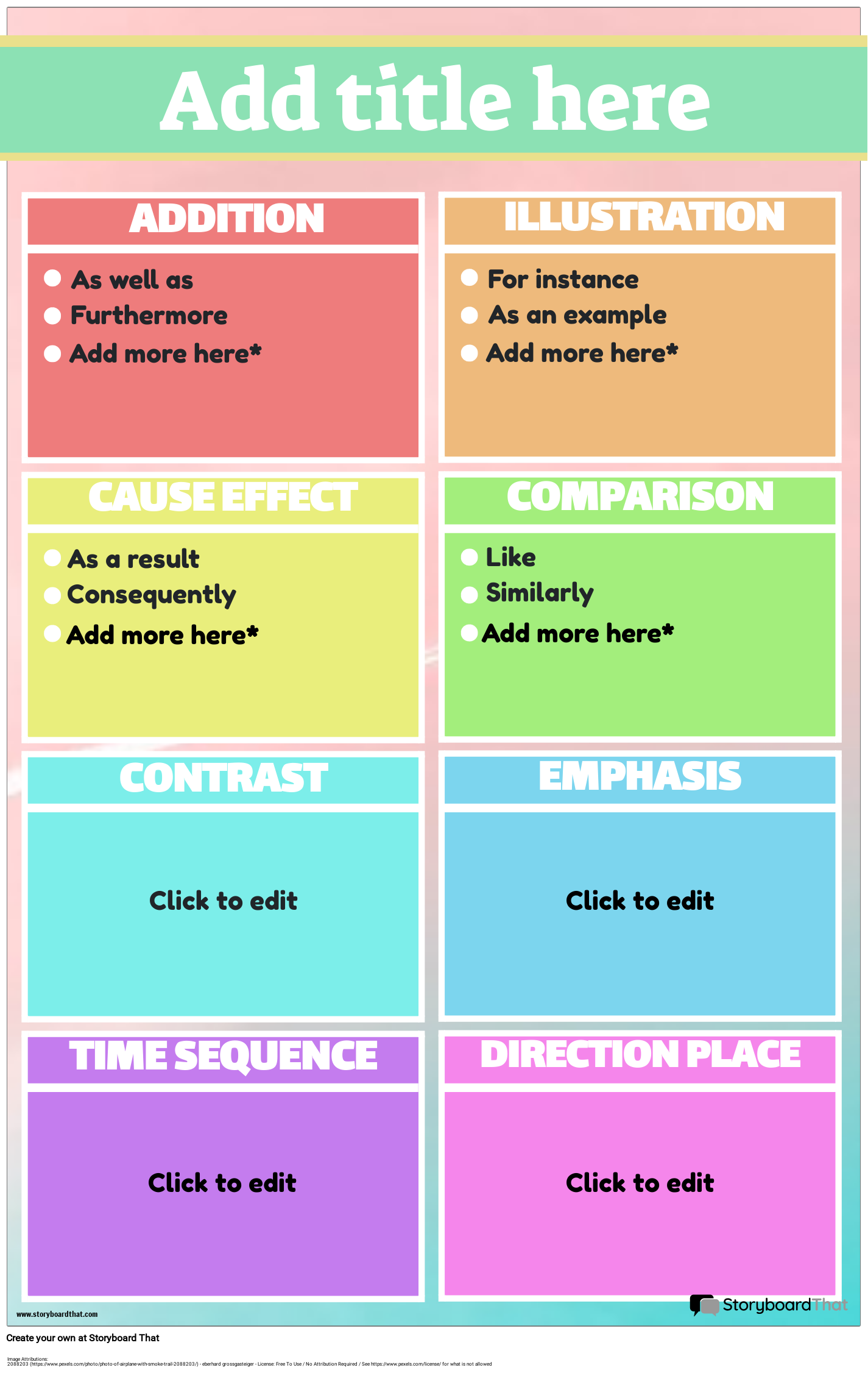 Transition Words Anchor Chart Printable
