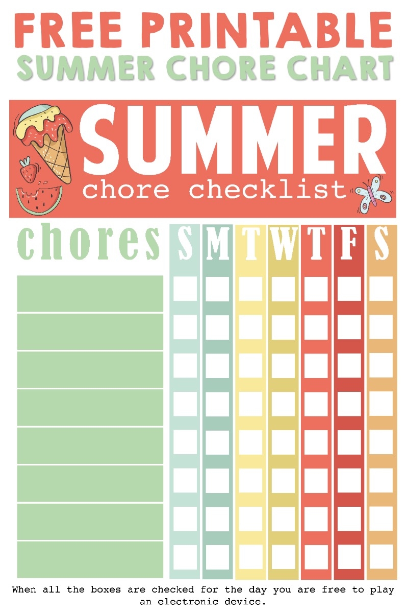 Summer Chore Chart Template By Lindi Haws Of Love The Day Worksheets Library