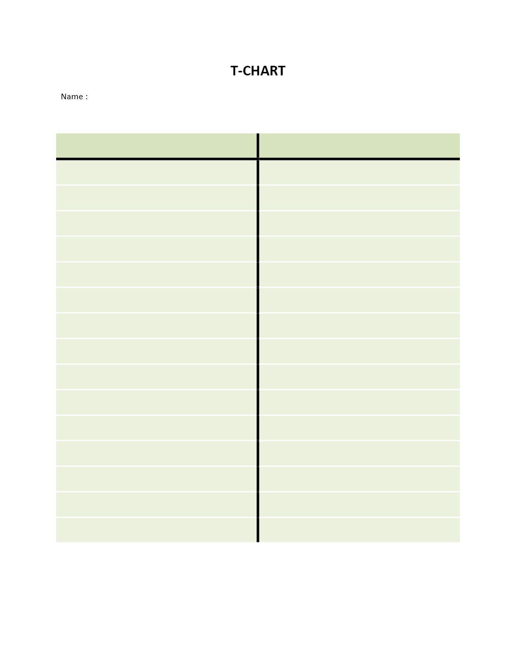 Free T Chart Template Free T Chart Template
