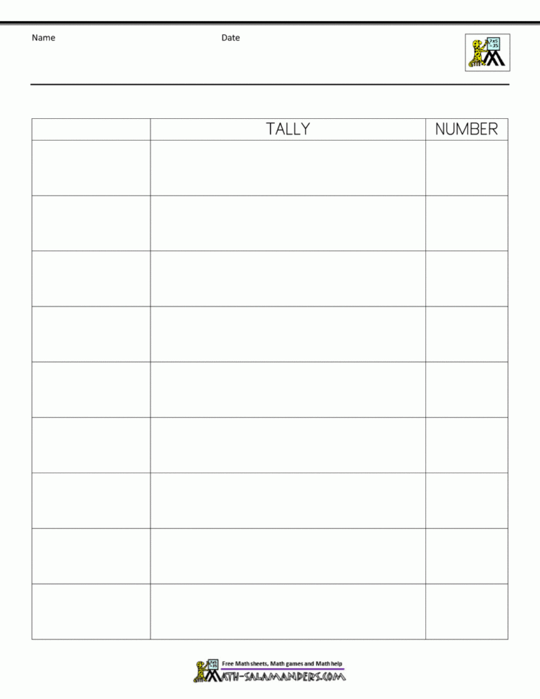 Tally Chart Worksheets